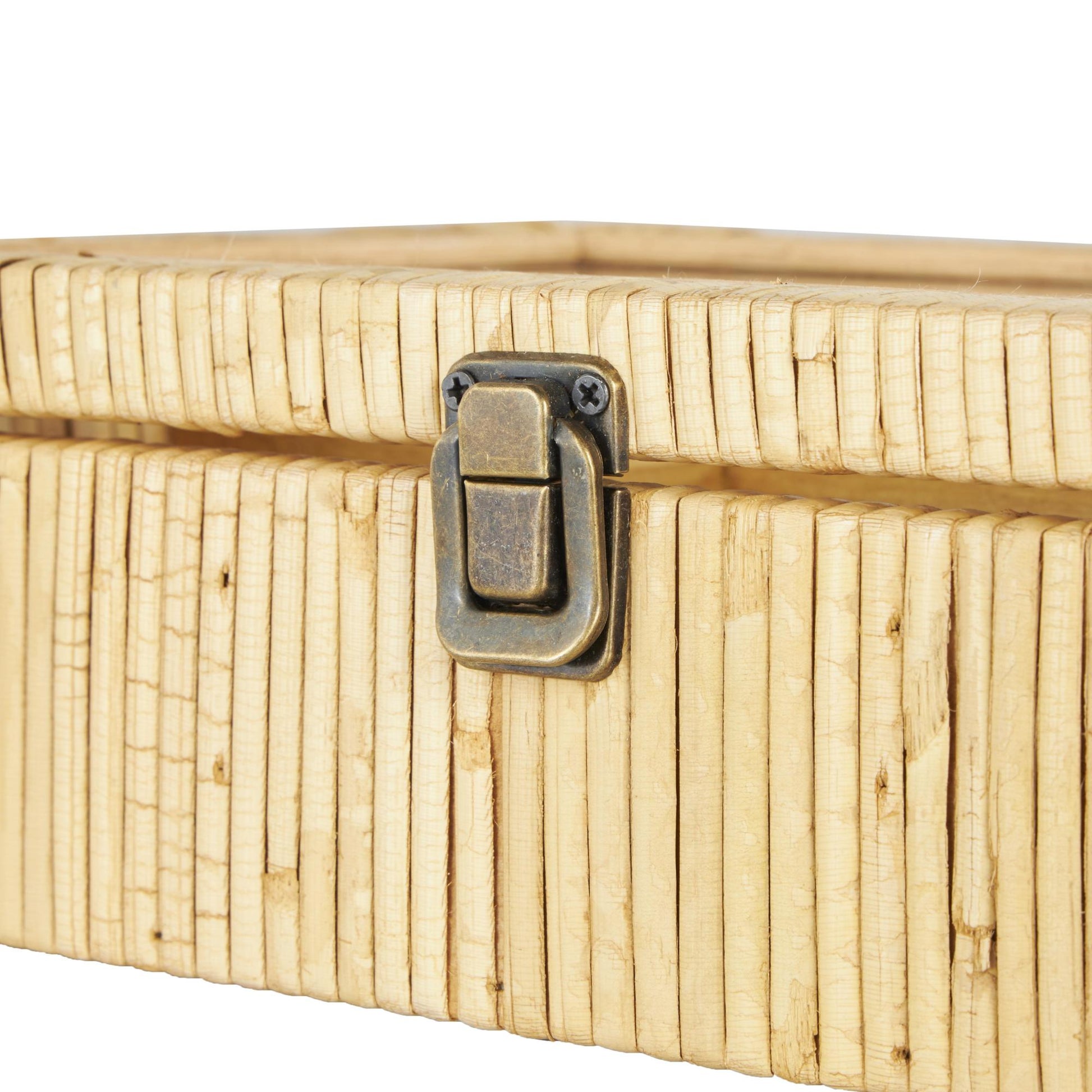 Brown Rattan Handmade Wrapped 6 Slot Decorative Jewelry Box with Tempered Glass Top