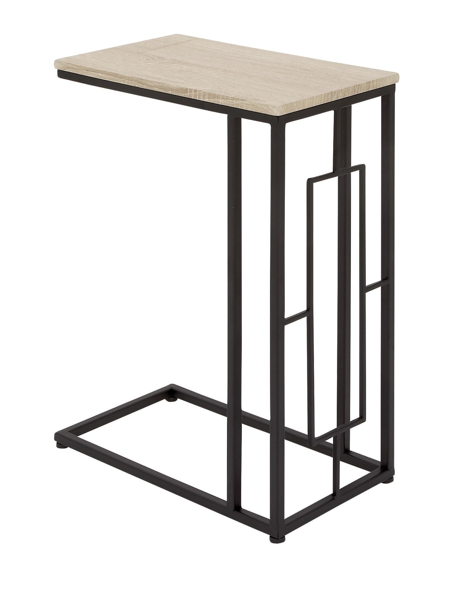 Metal C-Shaped Side End Accent Table with Black Metal Base