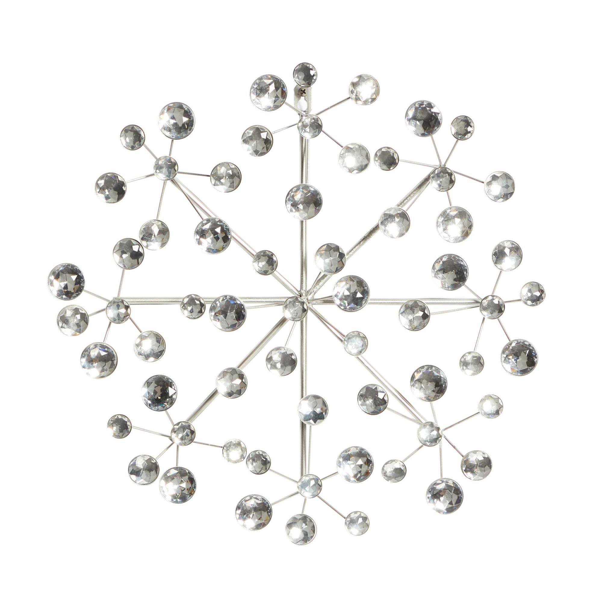Starburst Silver Metal Home Wall Decor with Crystal Embellishment