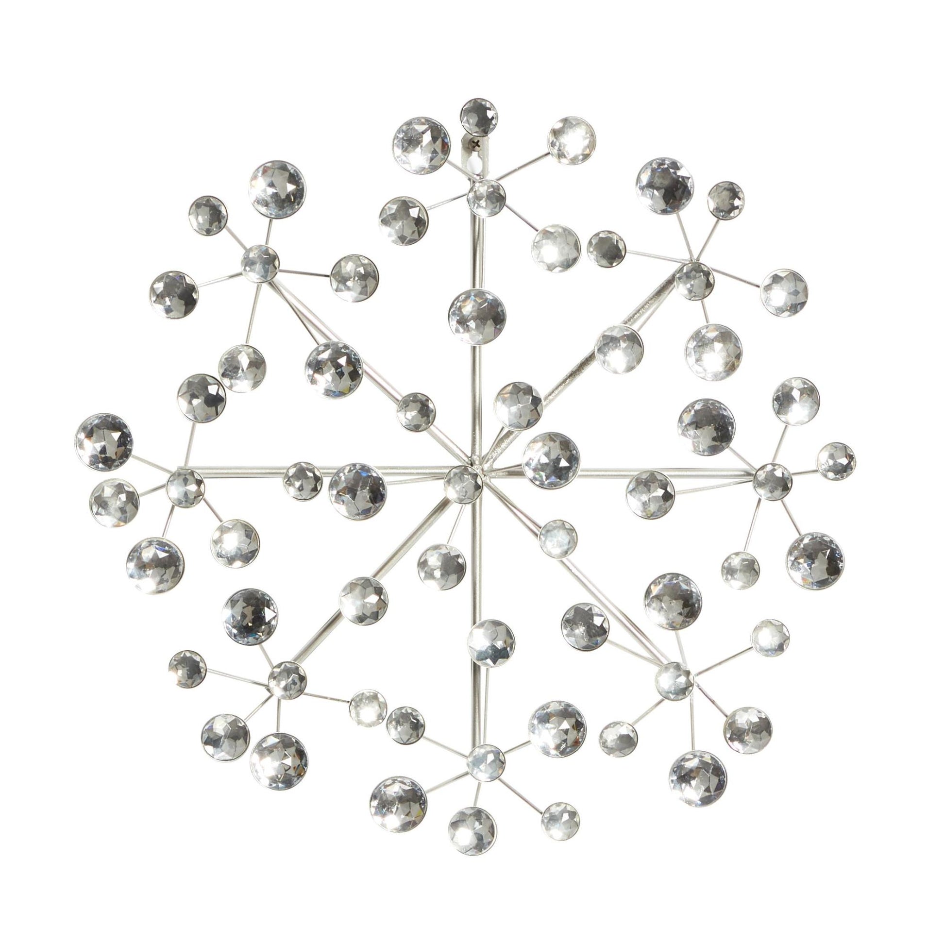 Starburst Silver Metal Home Wall Decor with Crystal Embellishment