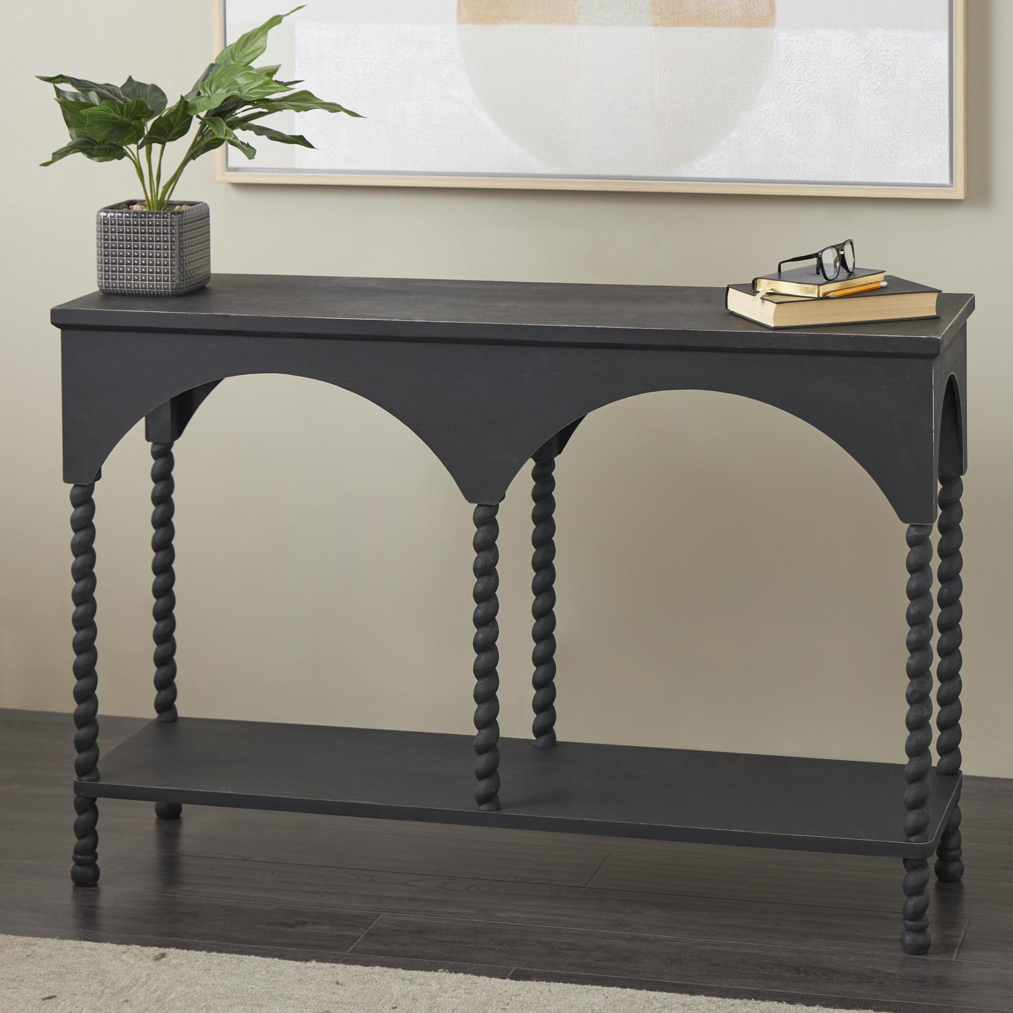 Black Wood Arched Living Room Console Table