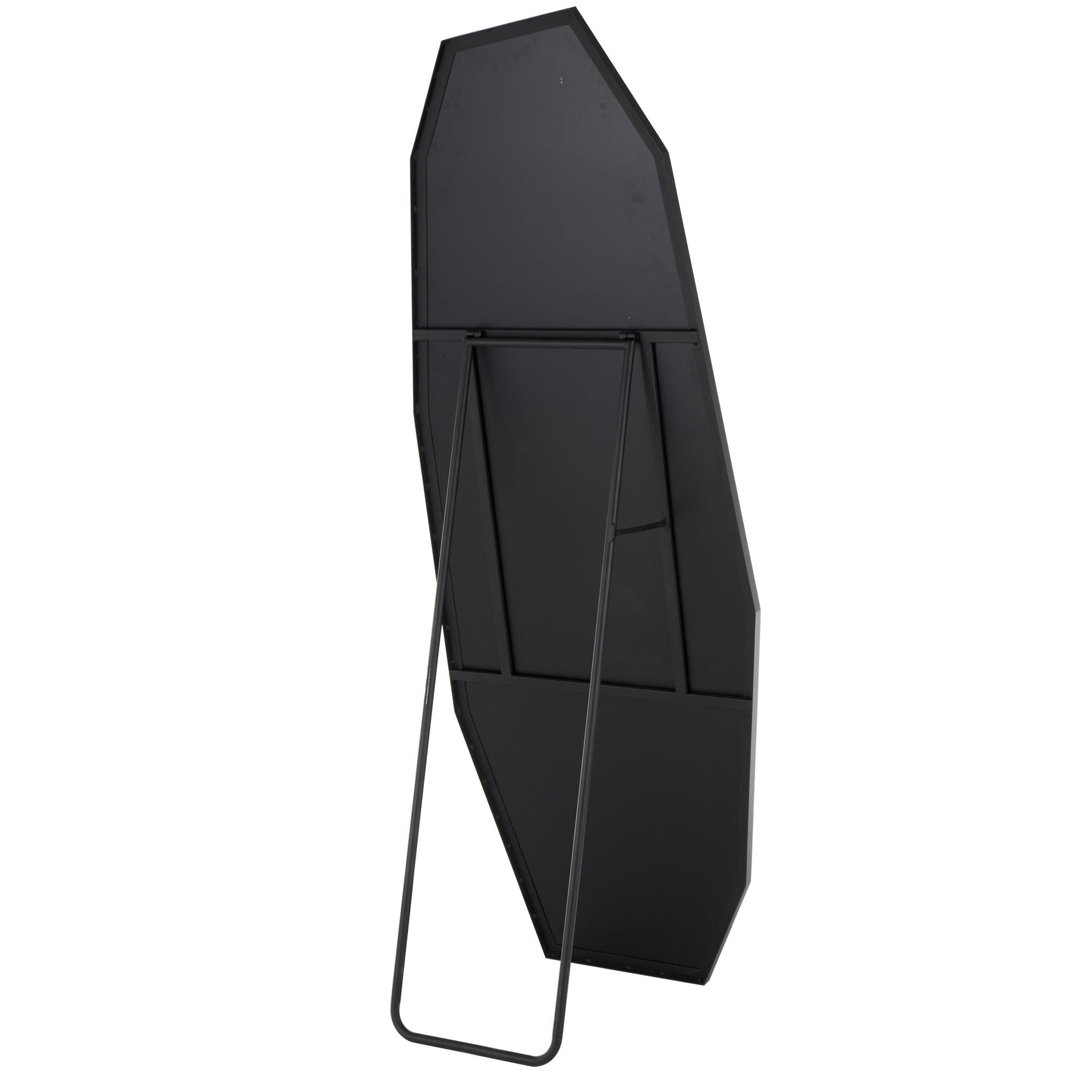 Geometric Black Metal Foldable Freestanding Decagon Room Floor Mirror