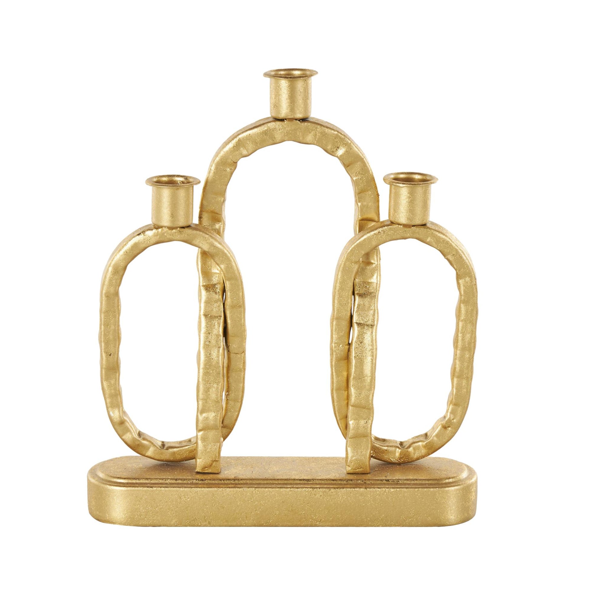 Gold Metal Interlocked Chains Decorative Candle Holder with Rectangle Base