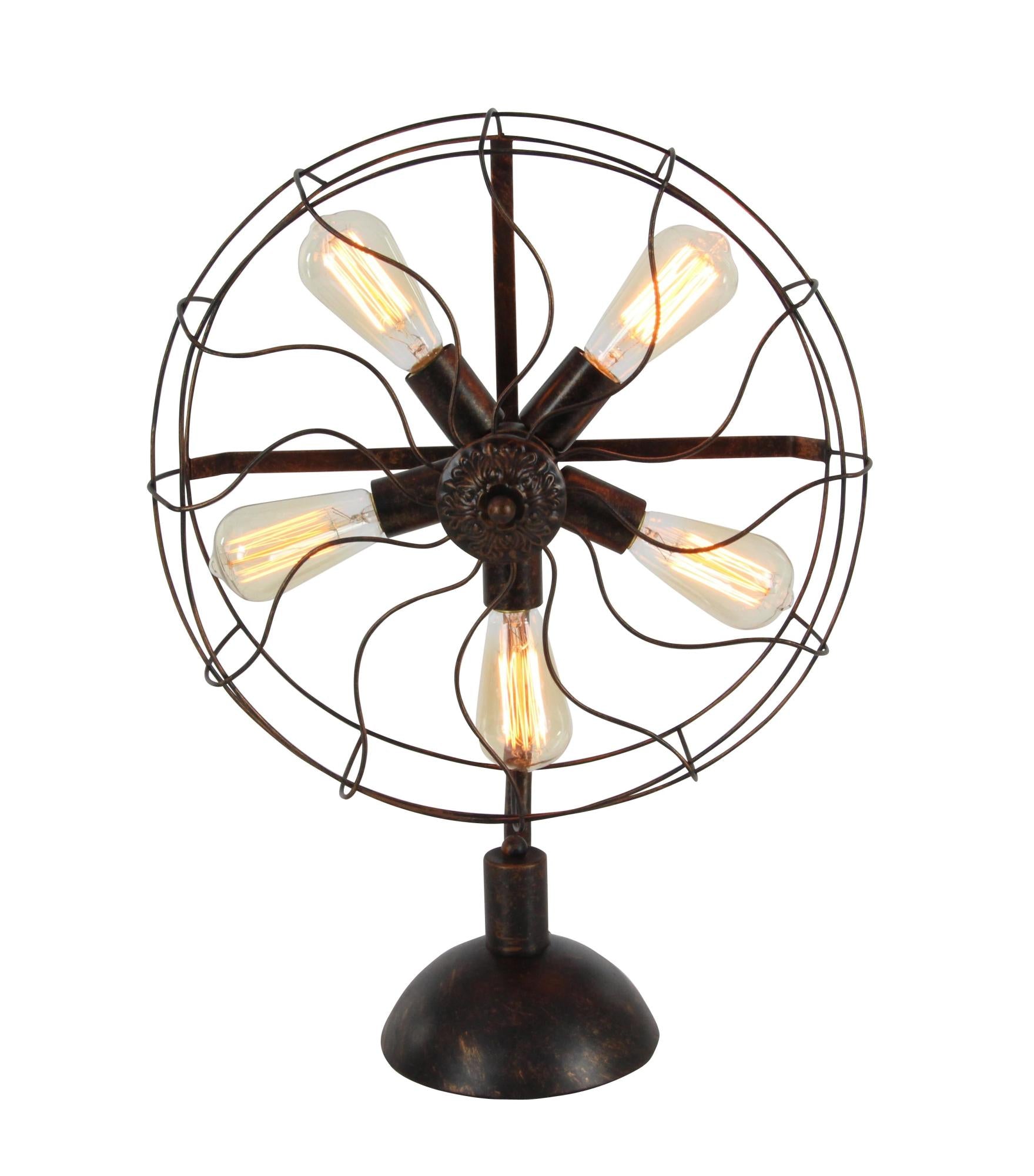 Fan Bronze Metal Vintage 5 Bulb Room Accent Lamp