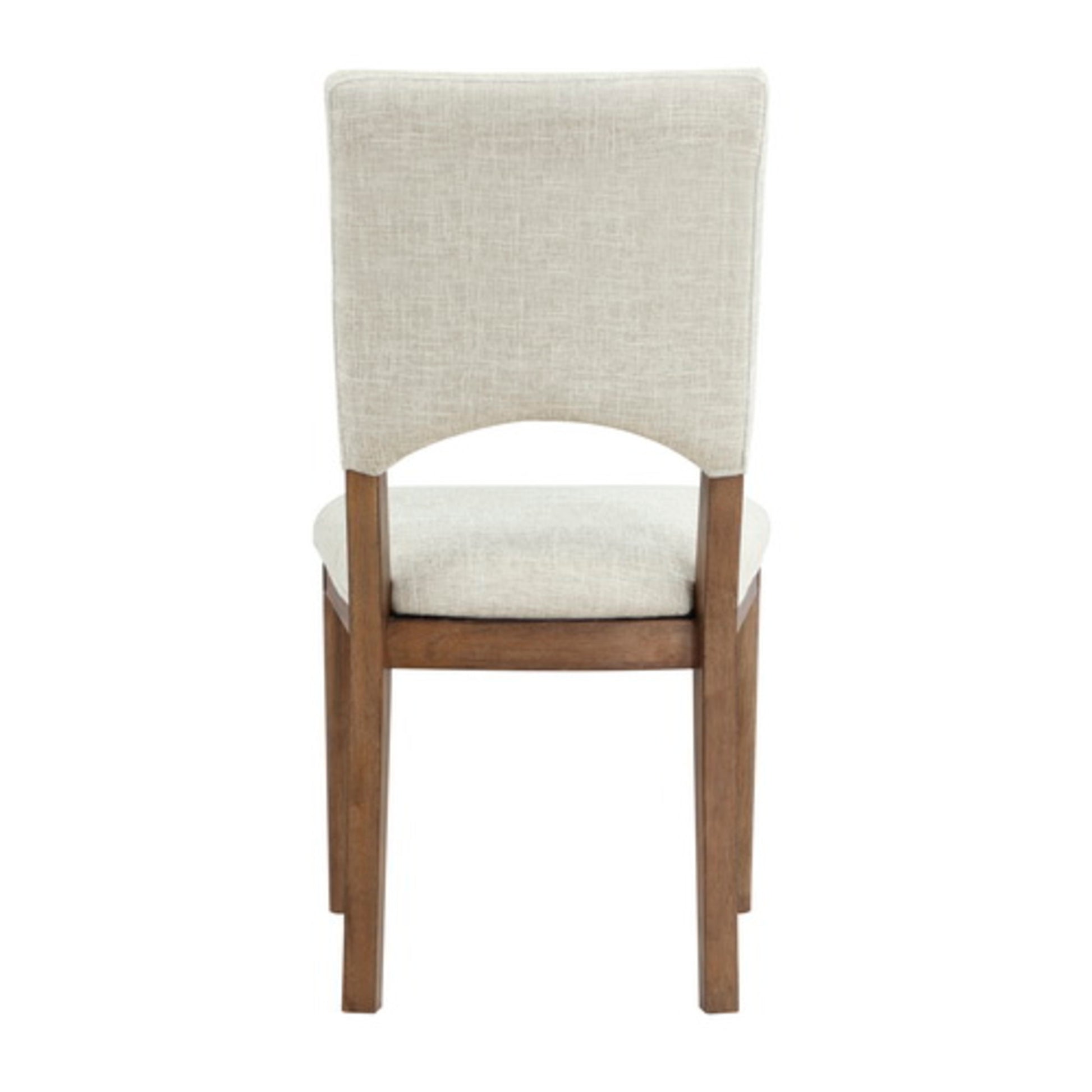 Set of 2 Cream Fabric Cutout Back Kitchen Dining Chair with Brown Wooden Legs