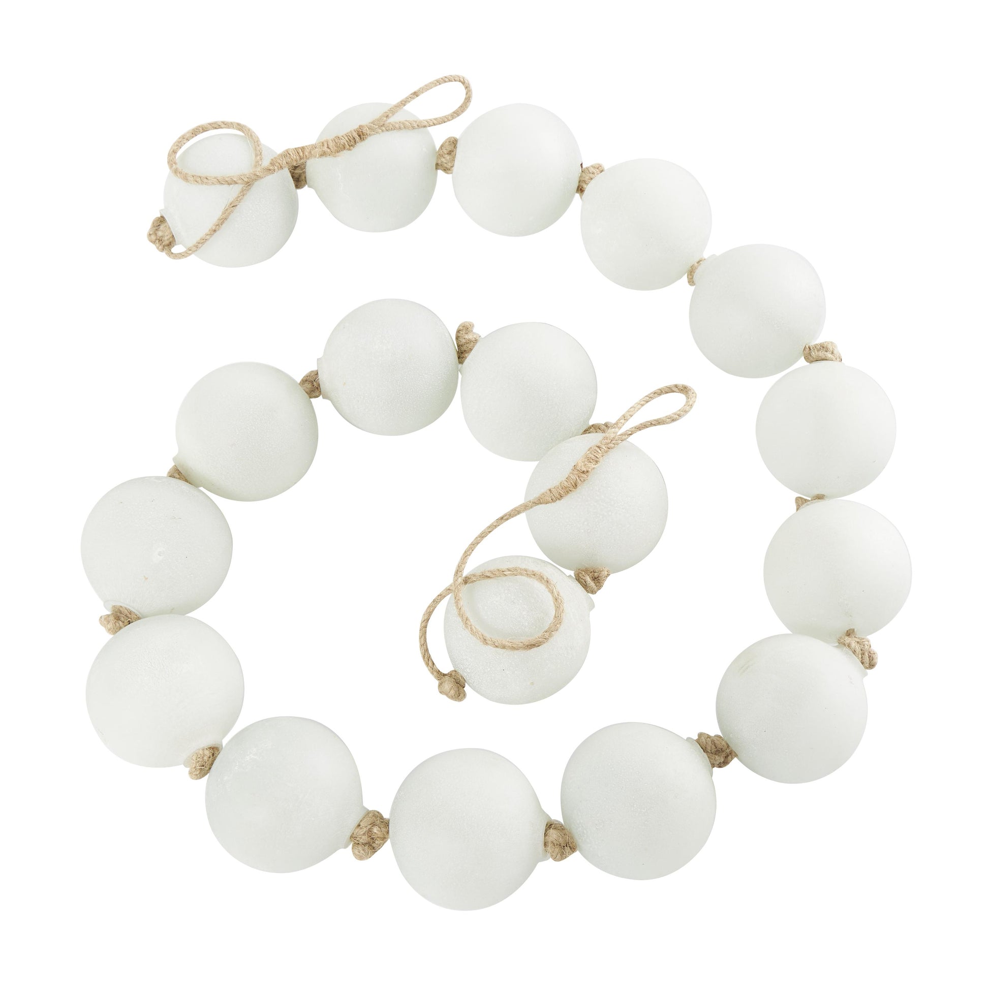 Glass Handmade Round Extra Long Frosted Orb Beaded Garland with Tassel with Knotted Jute Rope