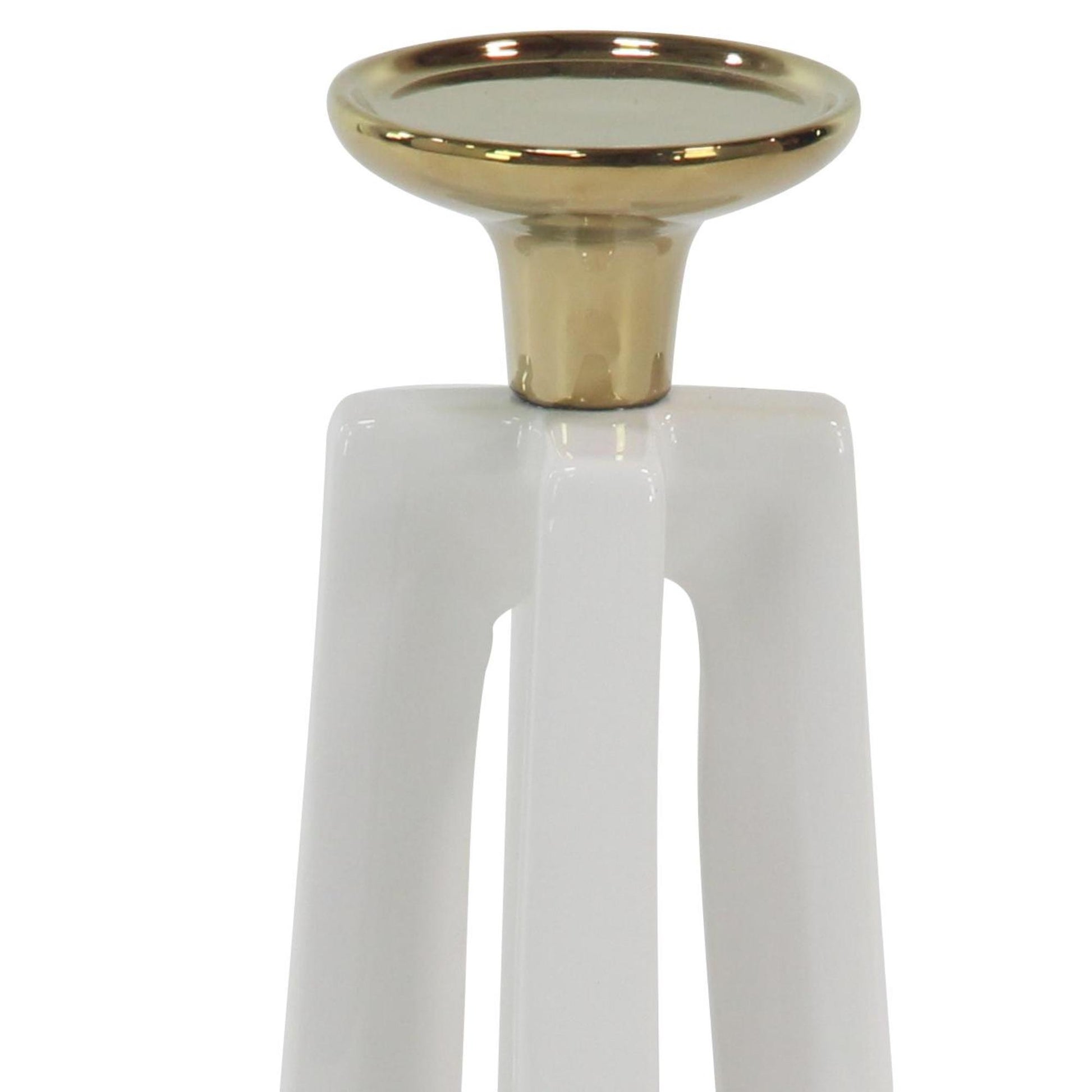 CosmoLiving by Cosmopolitan Set of 2 White Ceramic Decorative Candle Holder