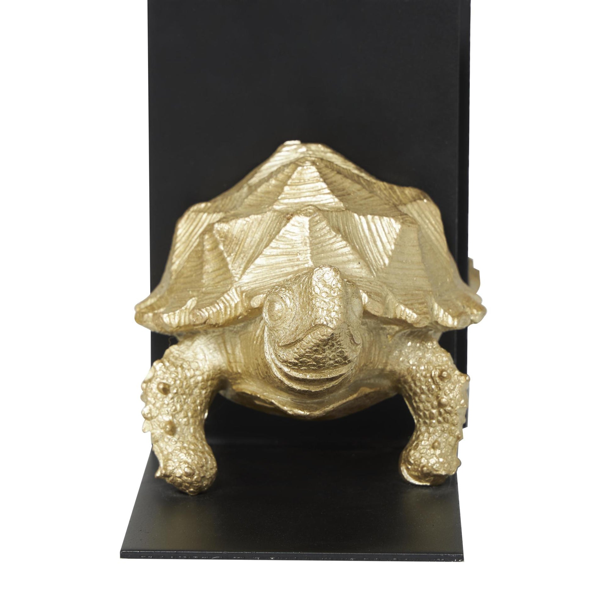 CosmoLiving by Cosmopolitan Set of 2 Turtle Brass Polystone Decorative Bookends with Black Stands