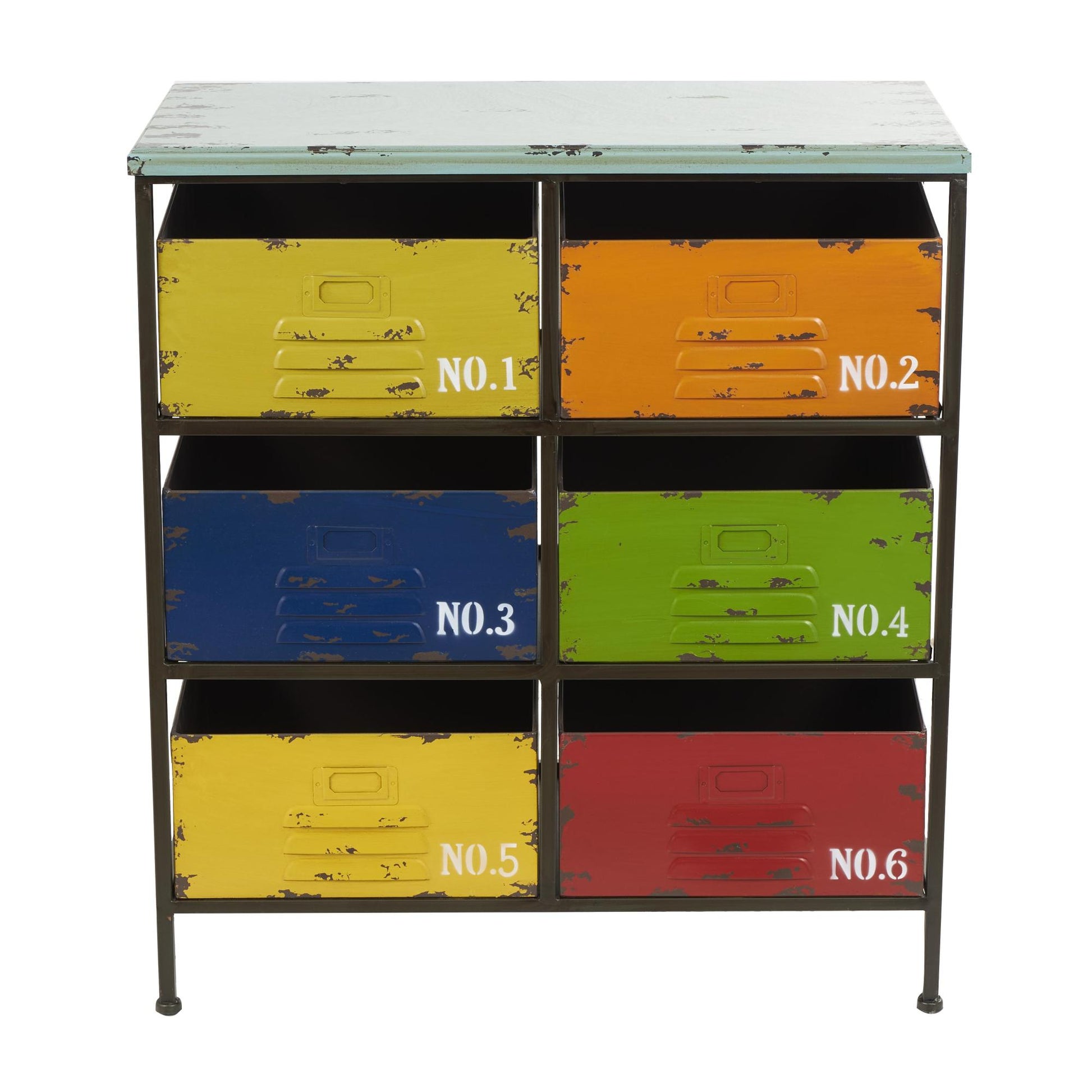Multi Colored Metal 6 Drawer Room Storage Unit