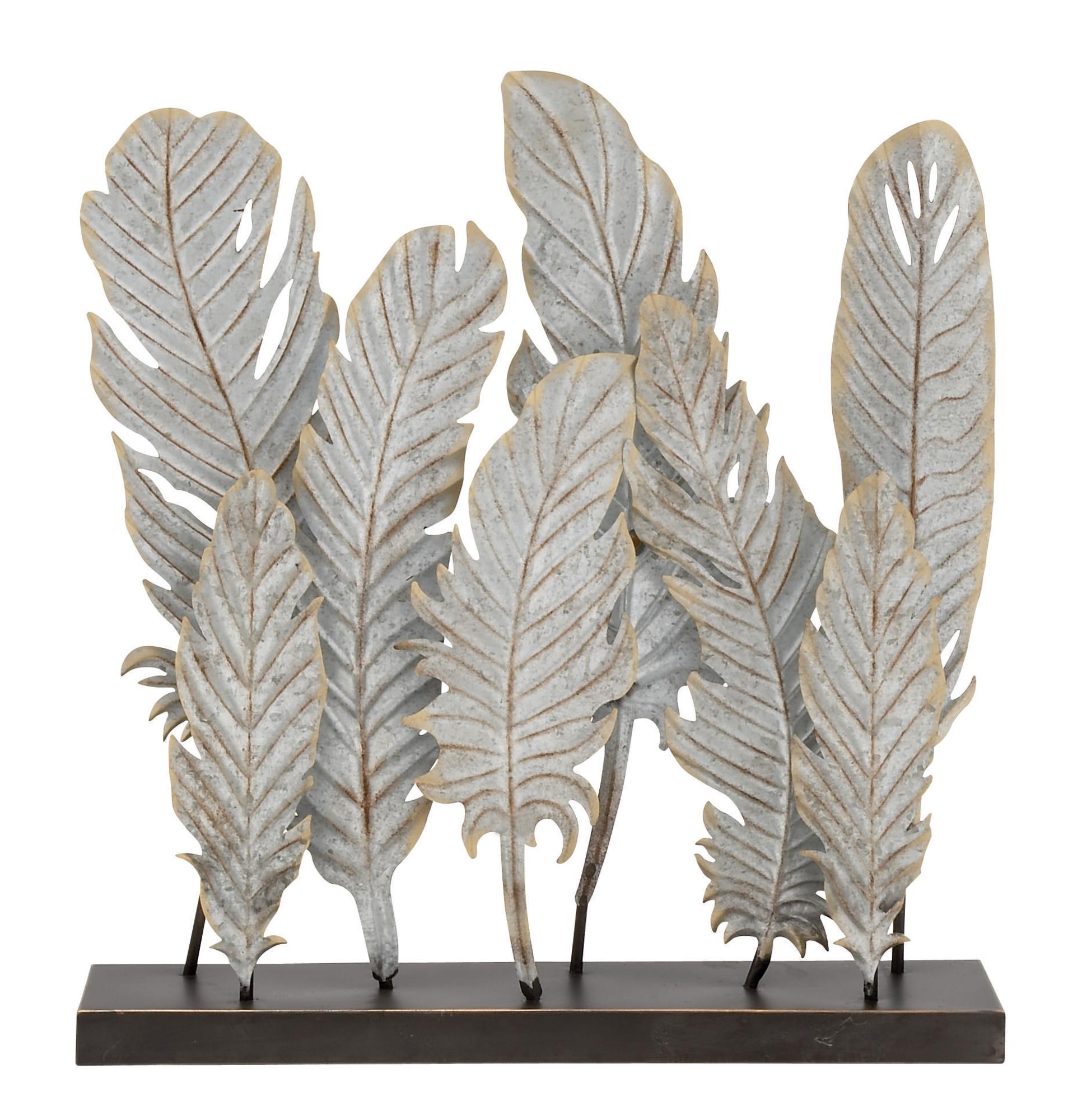 Bird Gray Metal Feathers Decorative Sculpture
