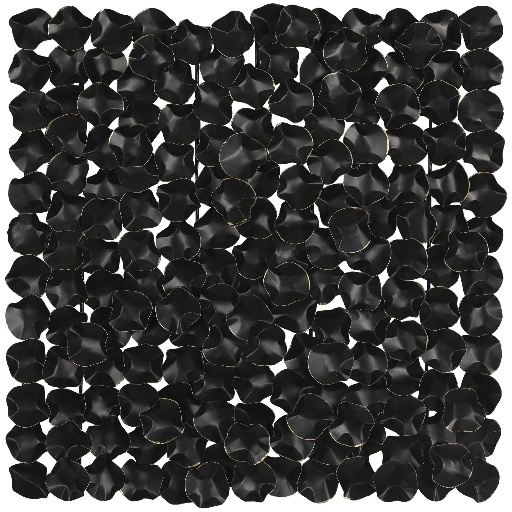 Abstract Black Metal Overlapping Folded Circle Home Wall Decor with Gold Accents