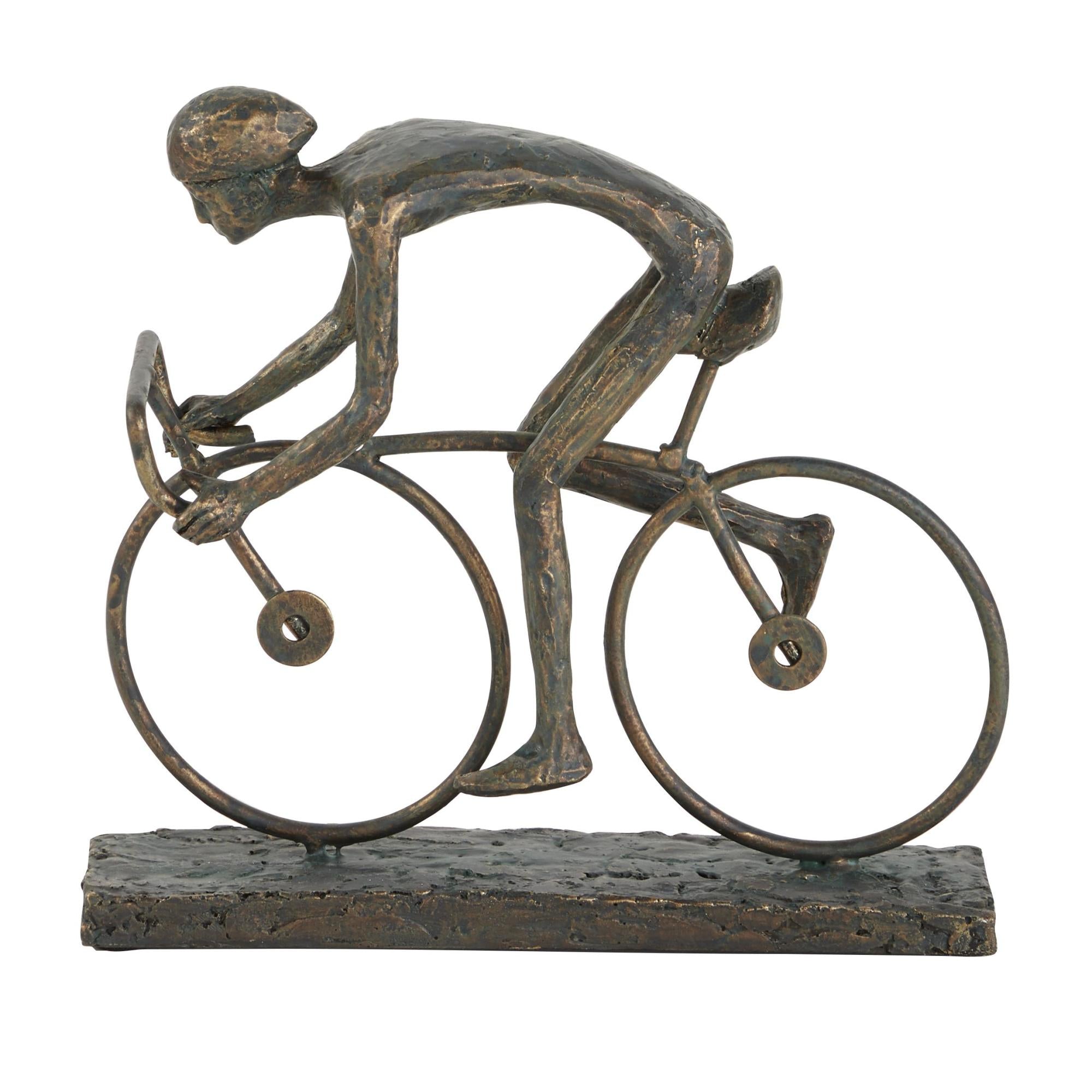 People Bronze Polystone Decorative Sculpture with Bike