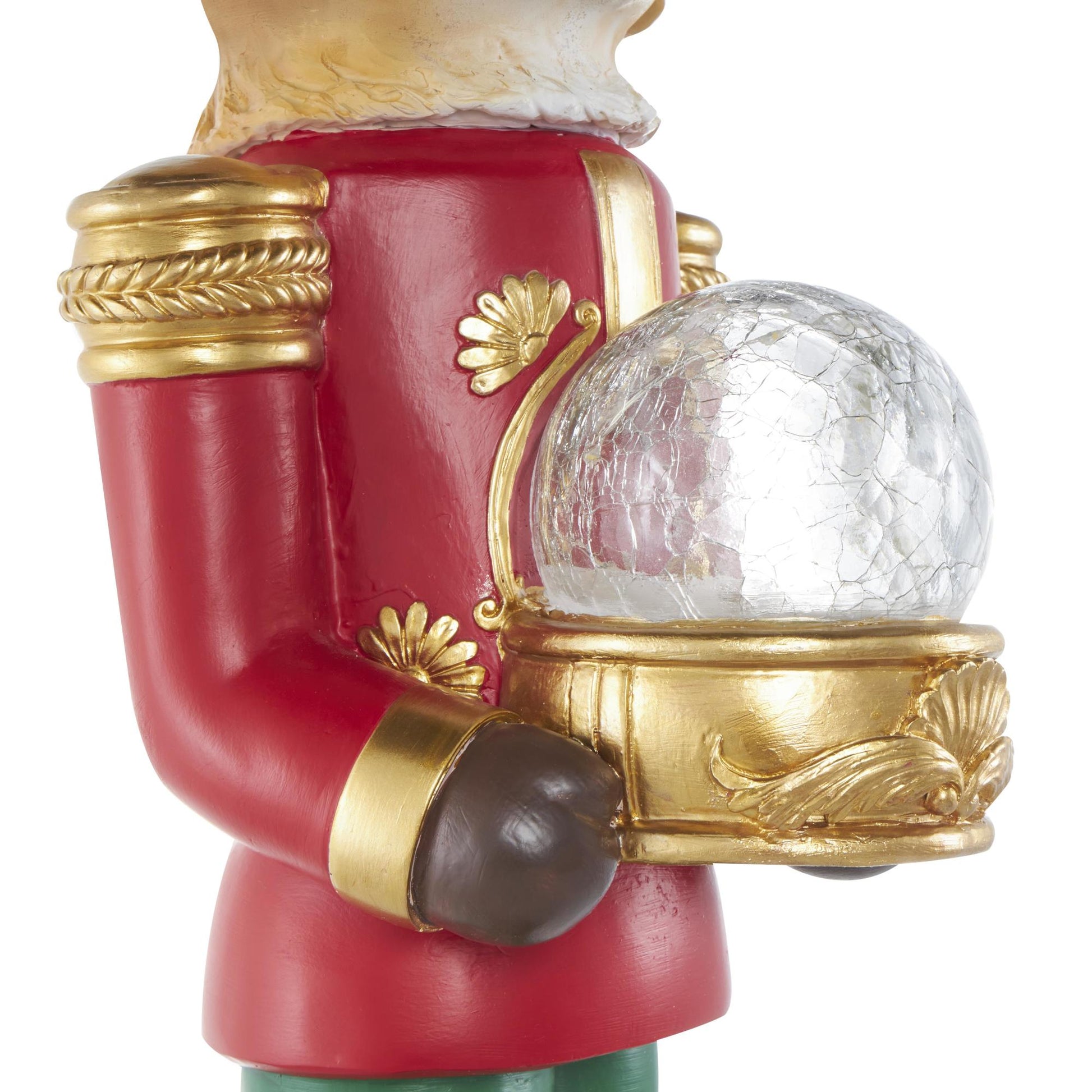Dog Red Fiberglass Tall Soldier Nutcracker Decorative Christmas Sculpture with LED Light Snow Globe