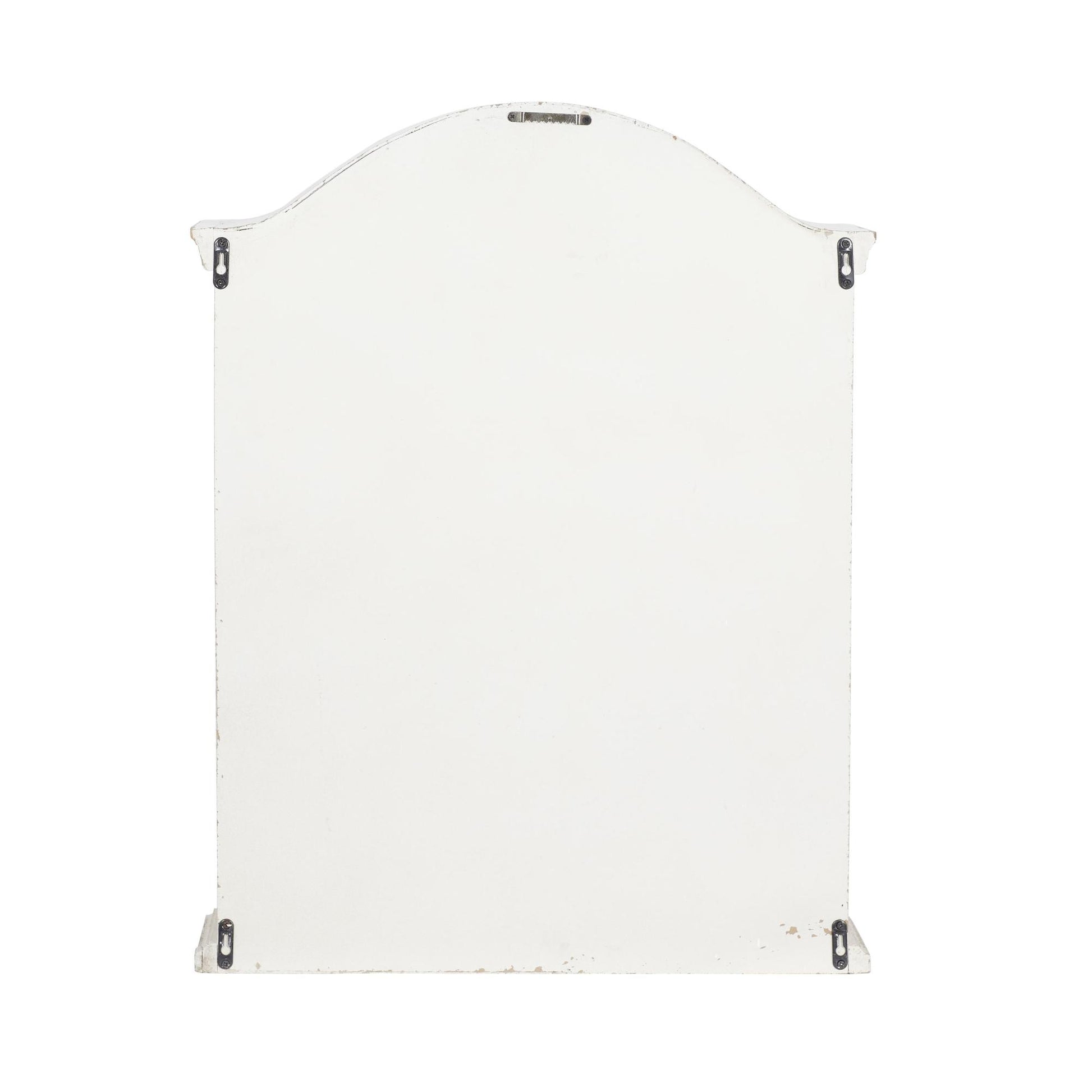 Wood Distressed 1 Shelf and 2 Door Room Wall Shelf with Arched Shutter Doors