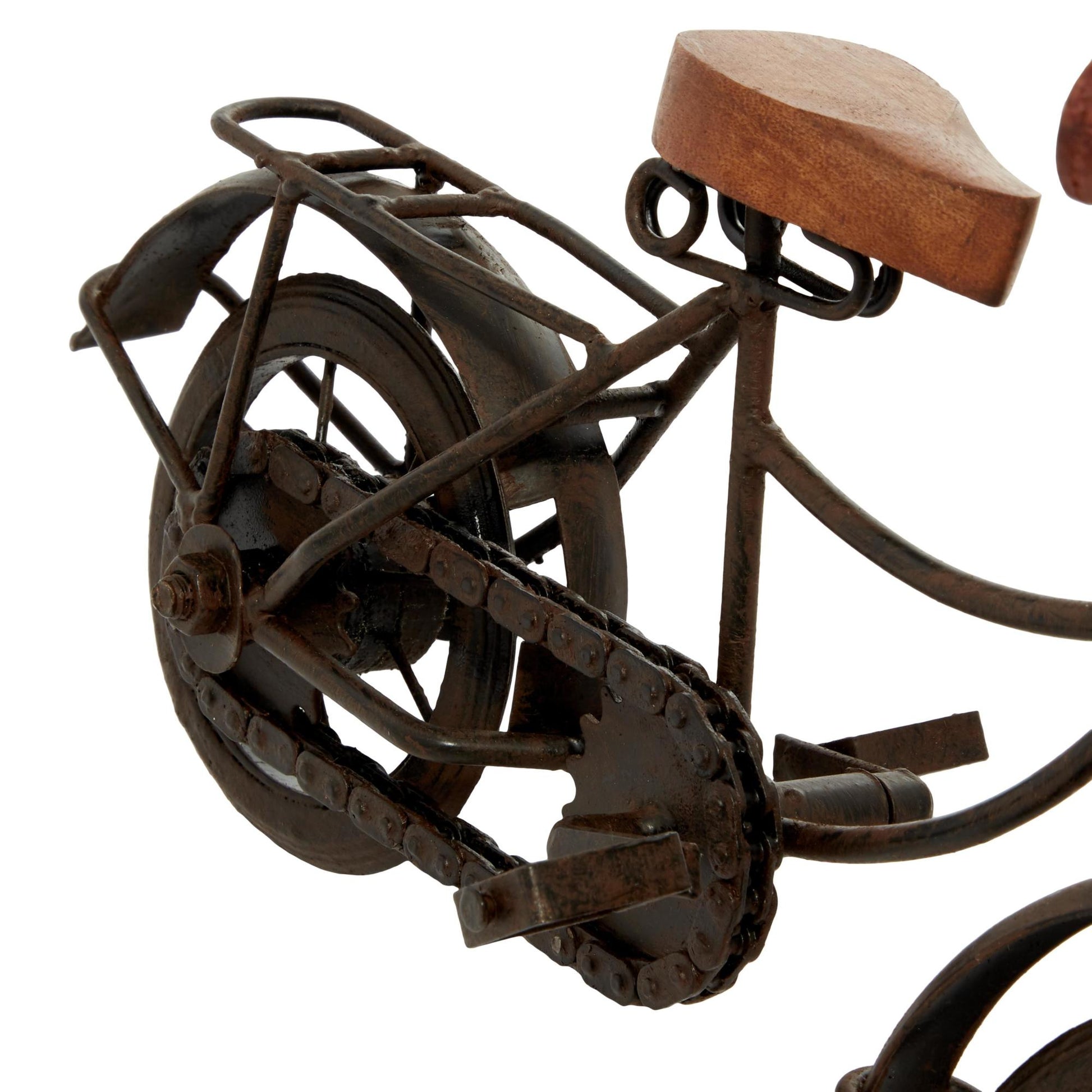 Set of 2 Bike Metal Decorative Sculpture with Wood Accents