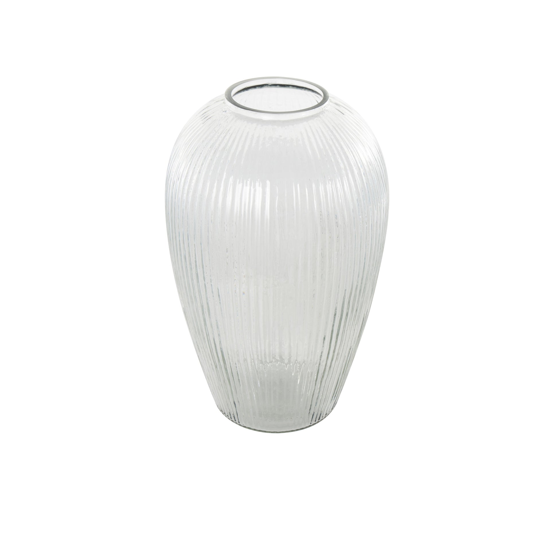 Clear Glass Ribbed Decorative Vase