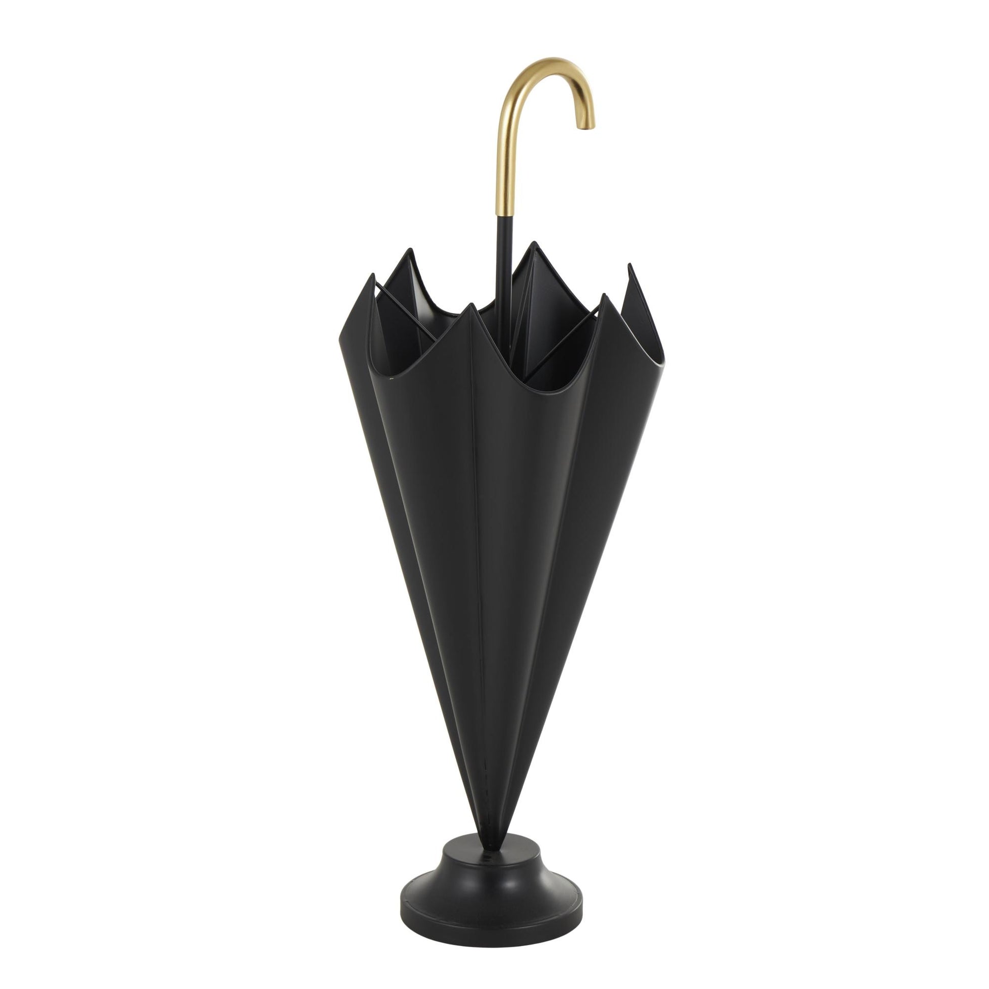 Black Metal Decorative Umbrella Stand with Gold Handle and Ball Details