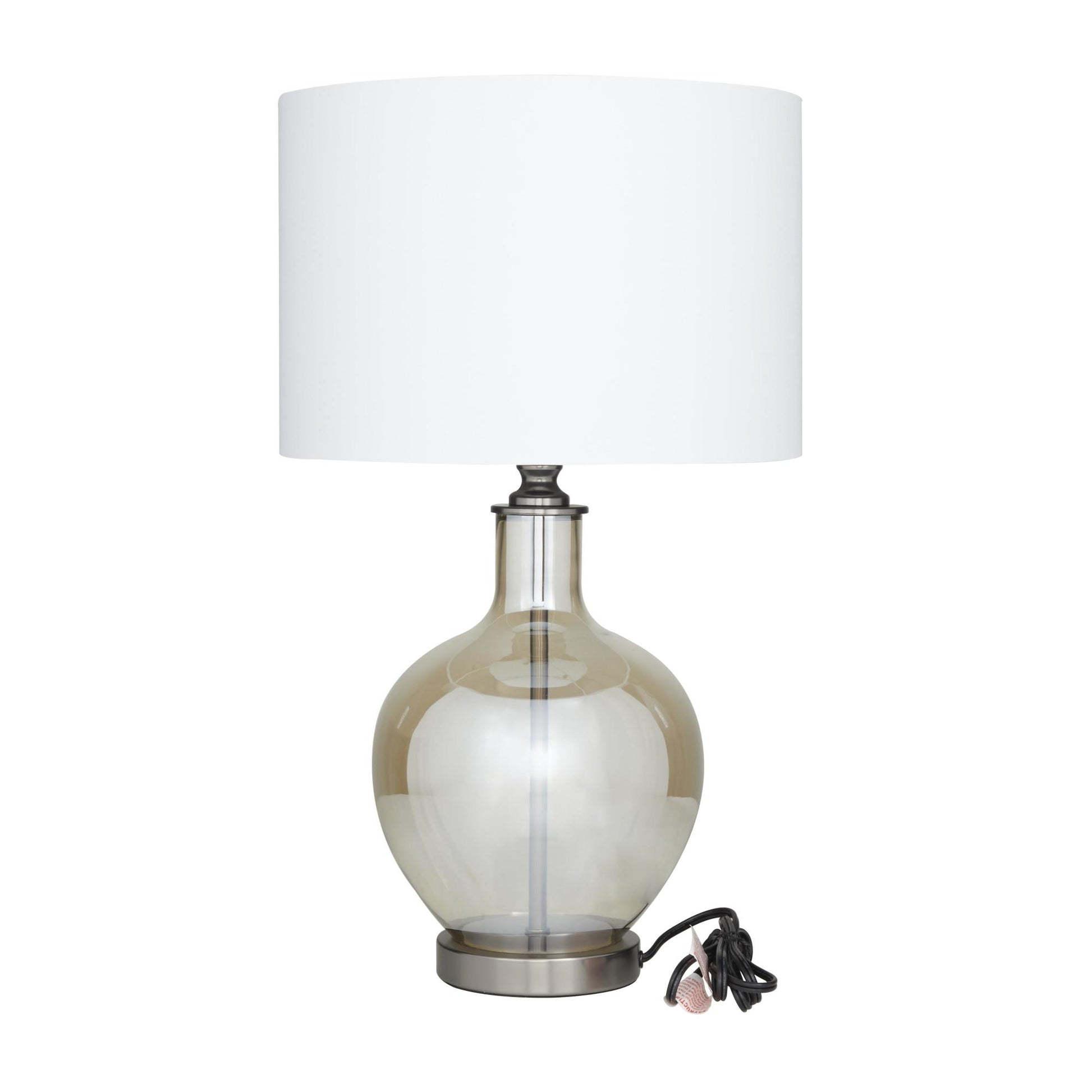 Champagne Glass Room Table Lamp with Drum Shade