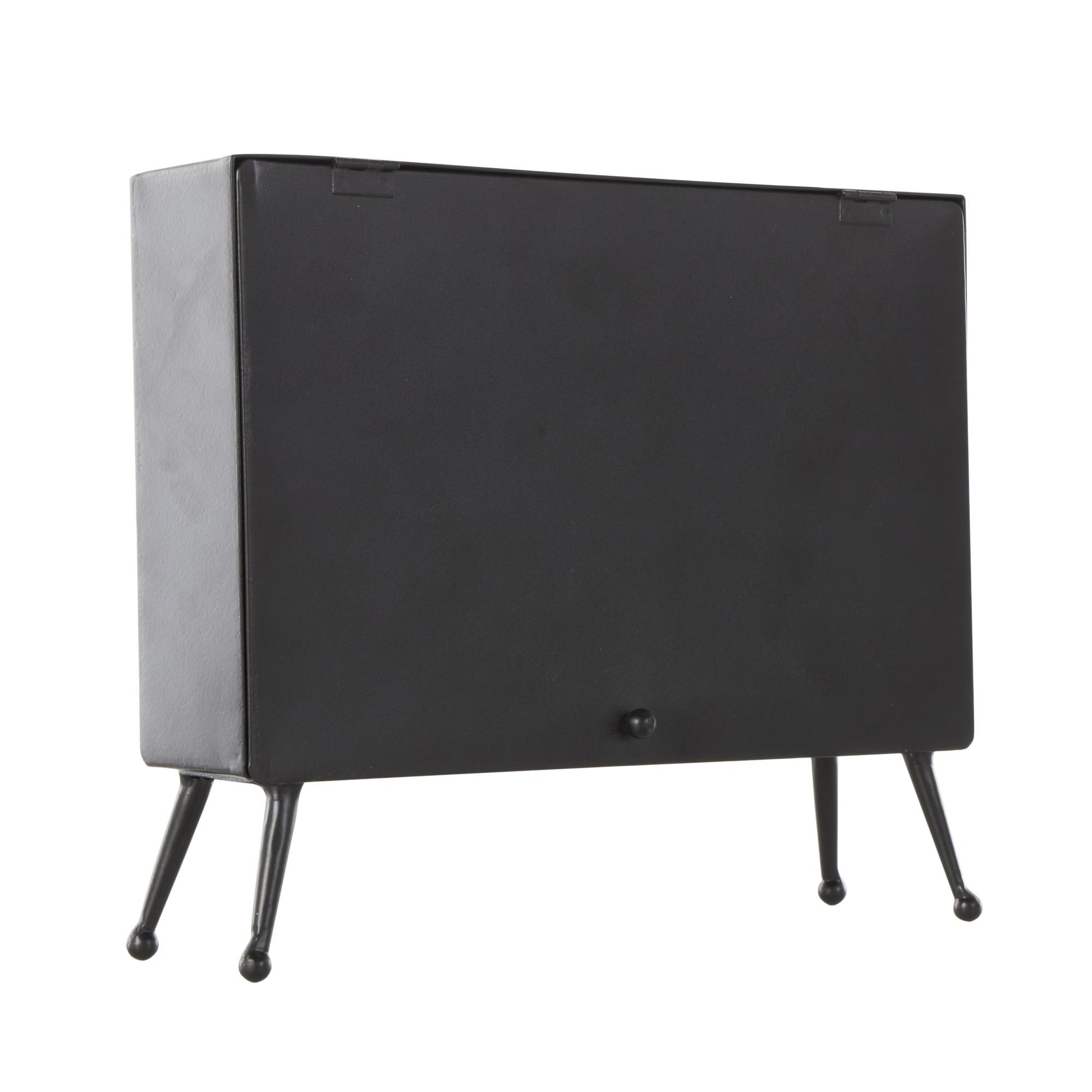 Black Metal Rectangular Decorative Clock with Tea Stained Clock Face