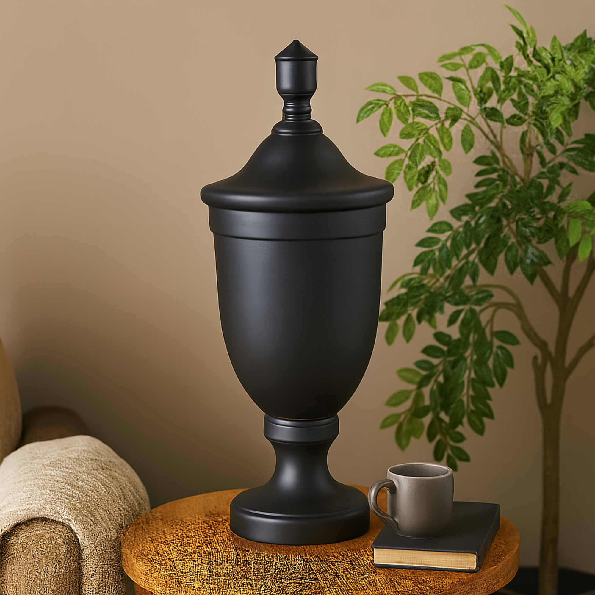 Ceramic Fluted Urn Shaped Living Room Decorative Jars with Lid