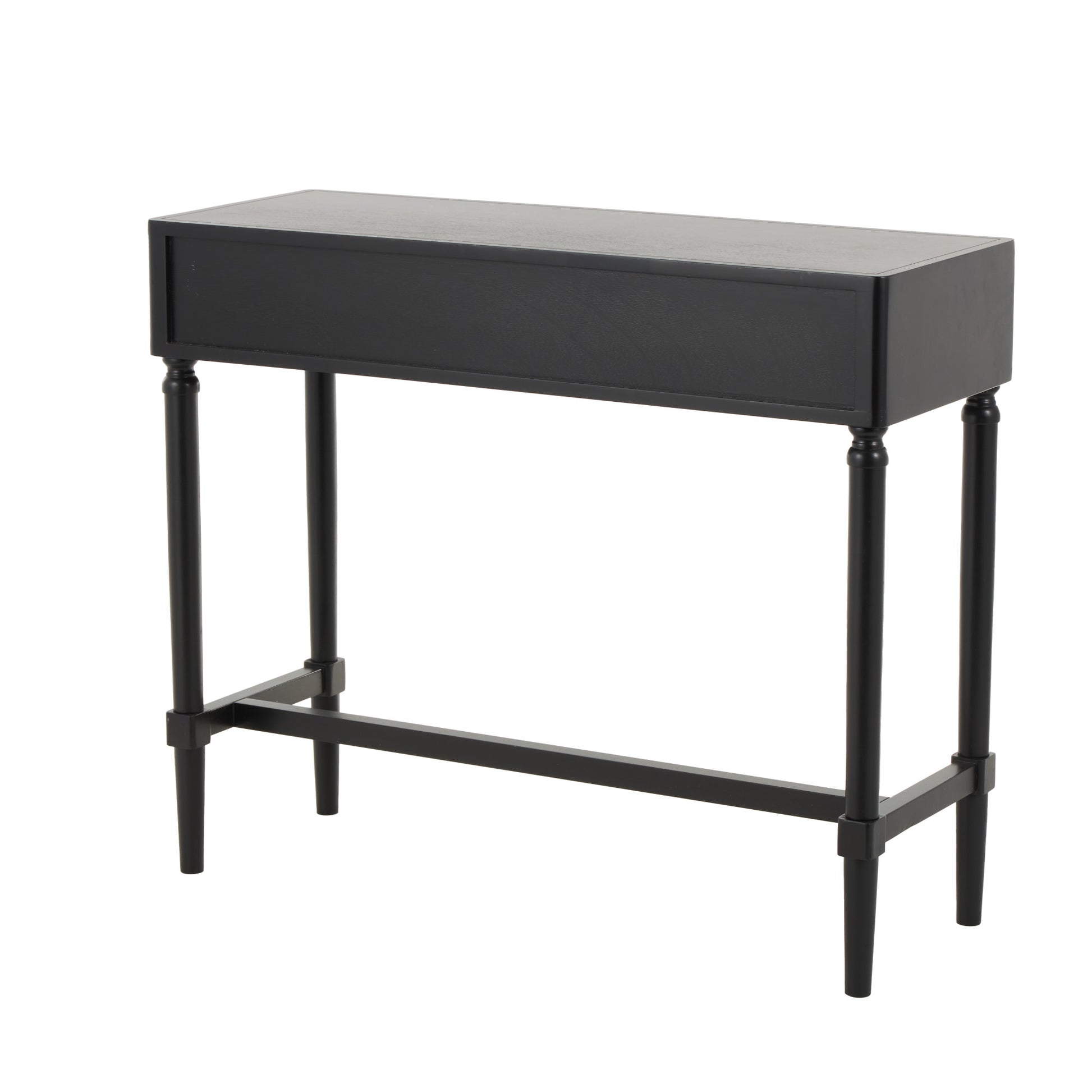 Black Wood Handmade 2 Drawer Living Room Console Table with Gold Handles