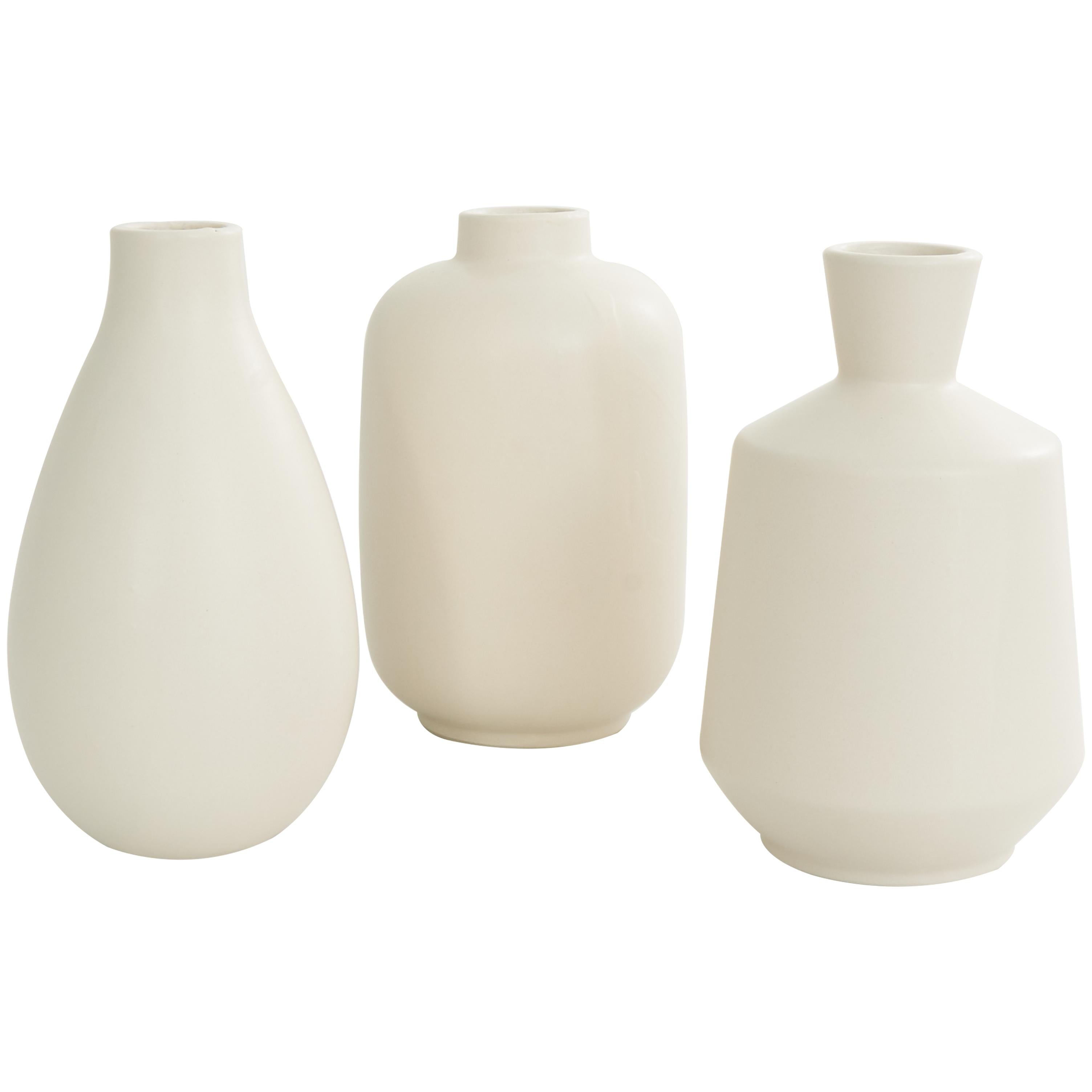 Set of 3 Ceramic Marble Inspired Decorative Vase with Varying Shapes Set of 3 4"W, 8"H