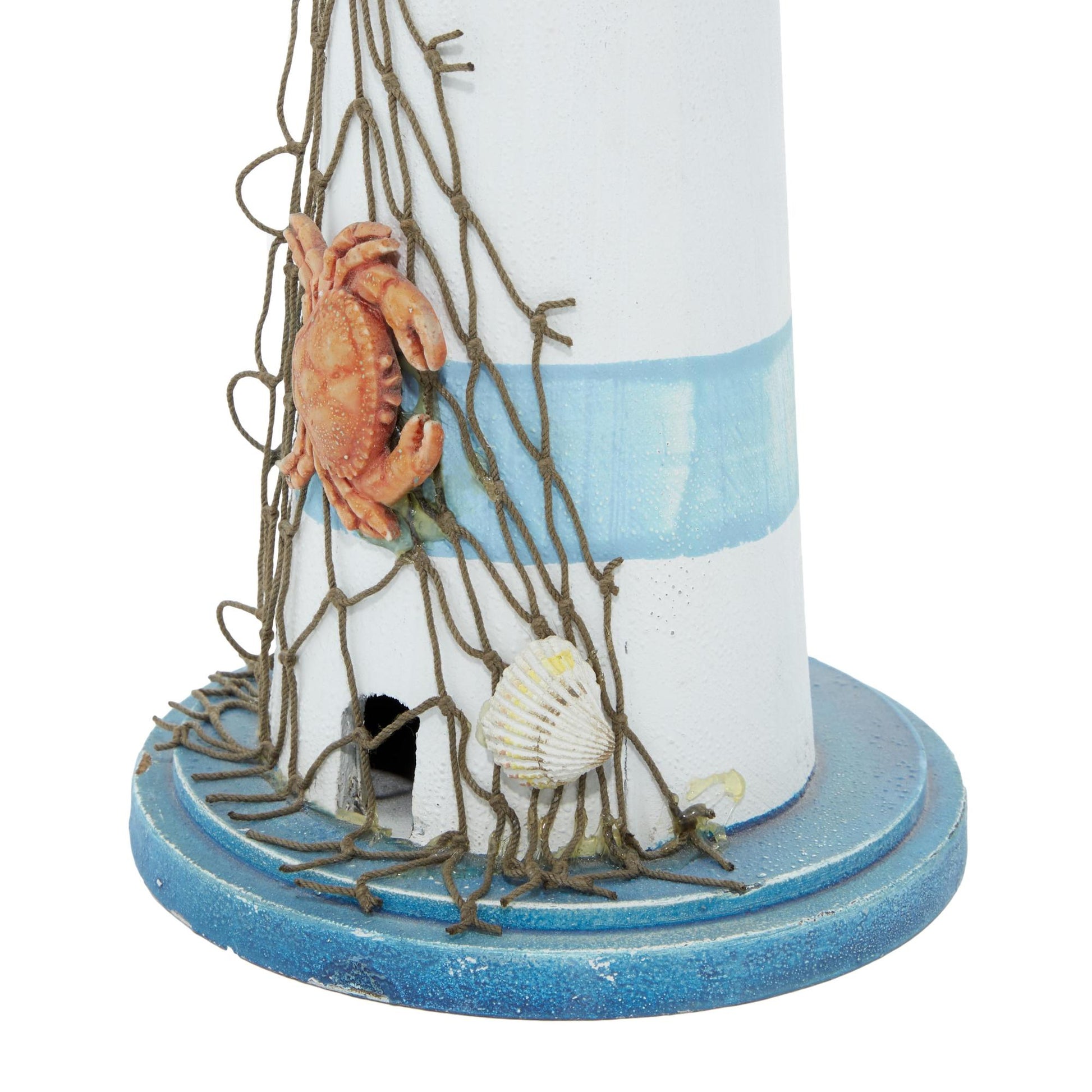 Light House Blue Wood Decorative Sculpture with Netting