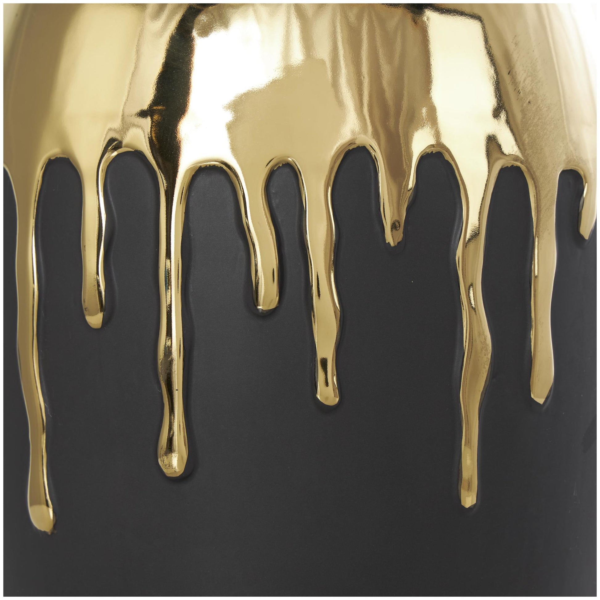 CosmoLiving by Cosmopolitan Abstract Ceramic Decorative Vase with Abstract Gold Melting Drips