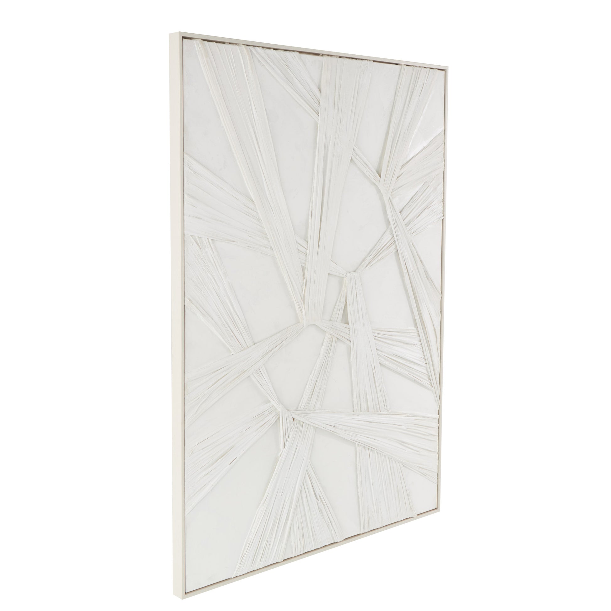 Abstract White Wood Intertwined Cloth Living Room Framed Wall Art