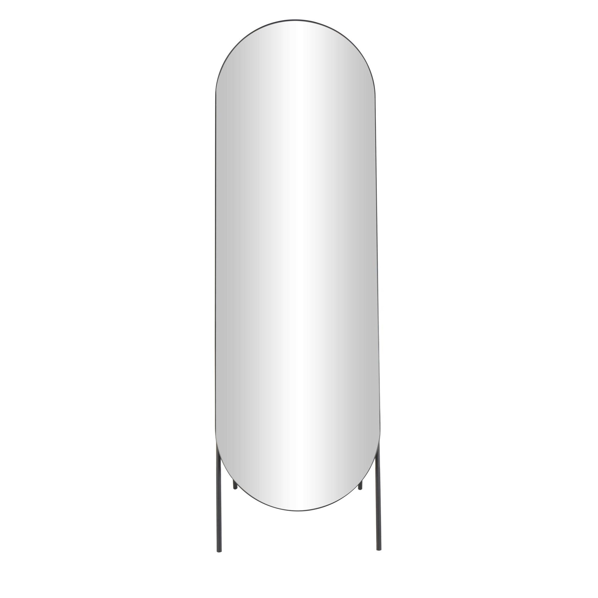 Geometric Black Metal Foldable Freestanding Oval Room Floor Mirror