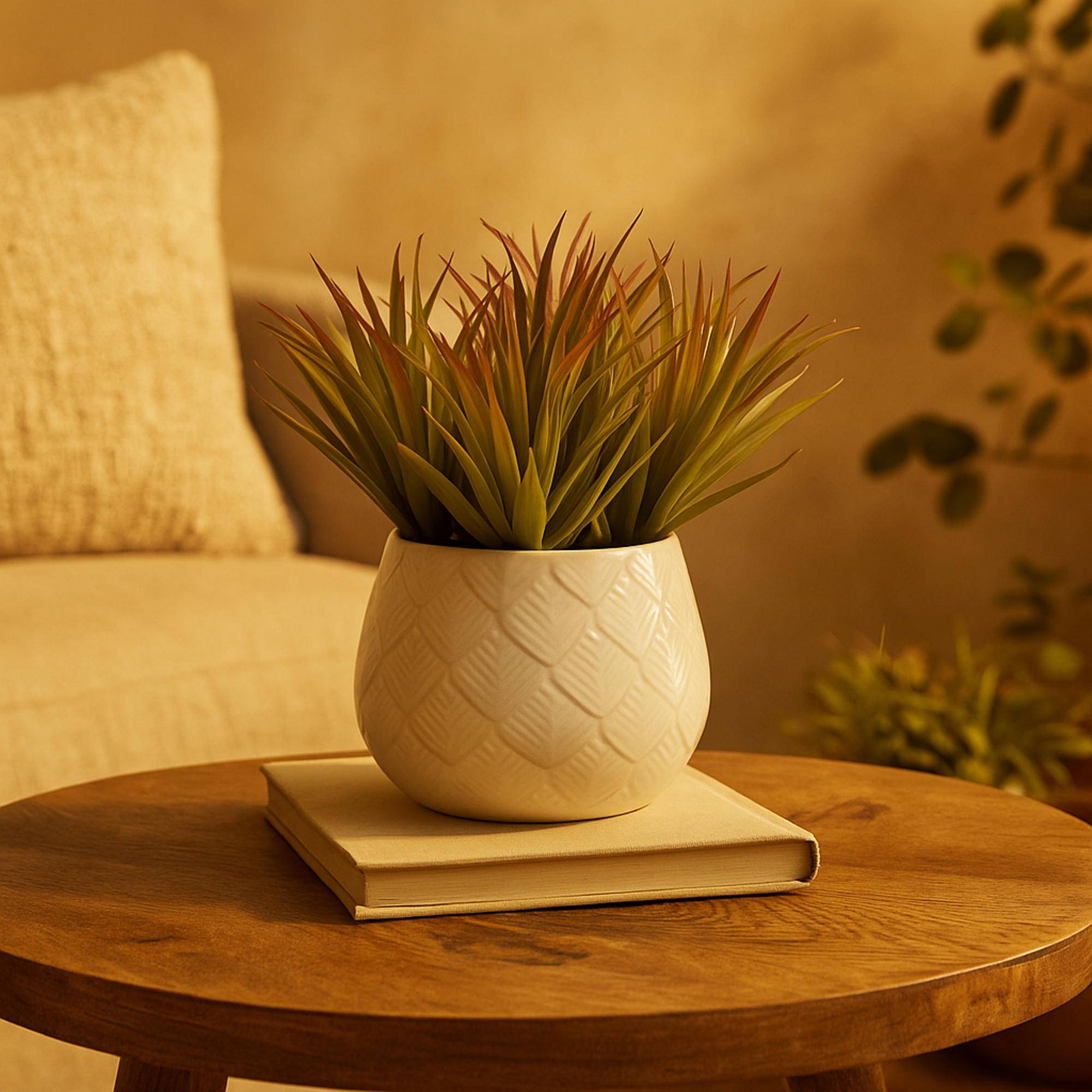 Striped Stemmed Aloe Green Faux Foliage Indoor Outdoor Artificial Plant with Realistic Leaves and Ceramic Pot