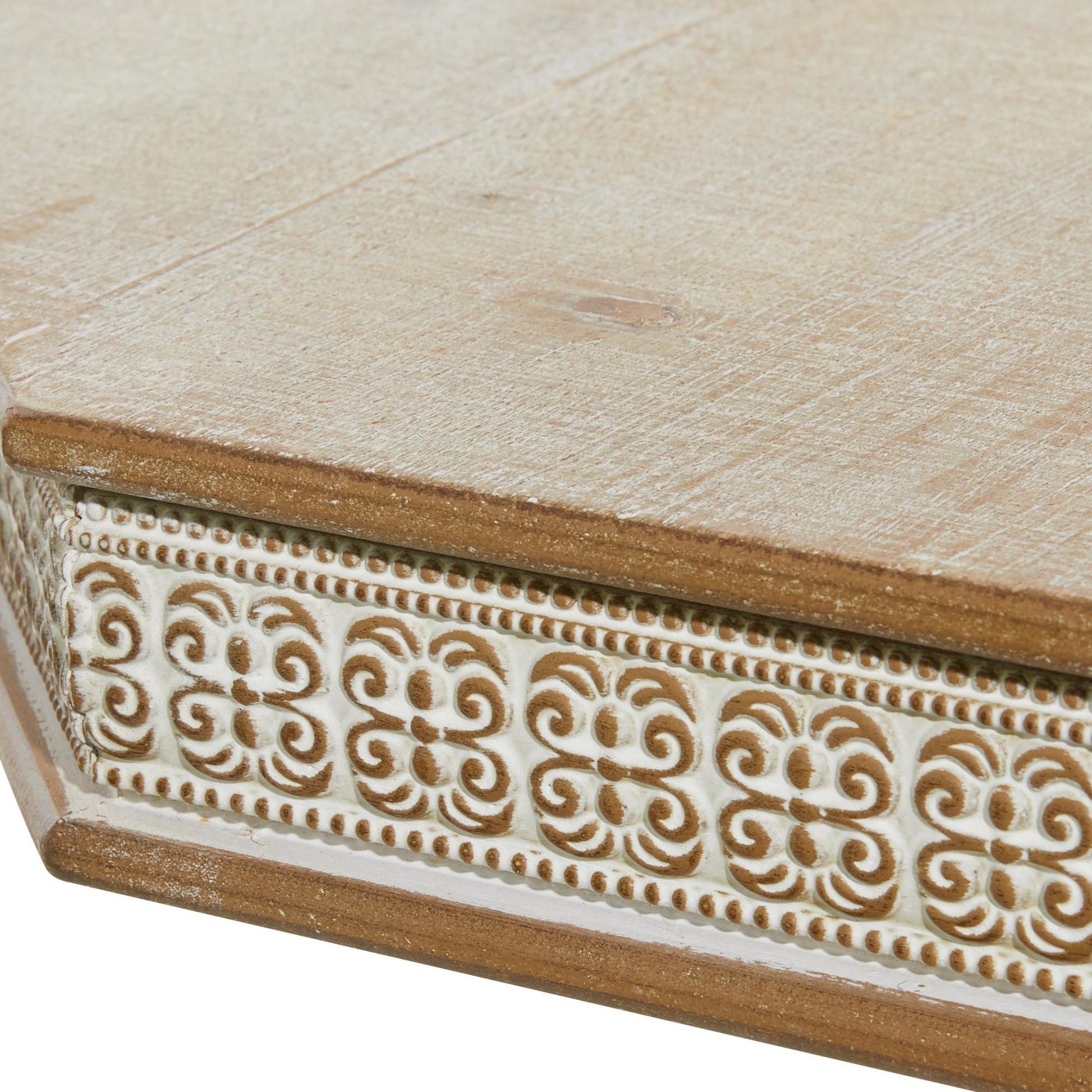 Scroll Brown Wood Handmade Intricately Carved Side End Accent Table