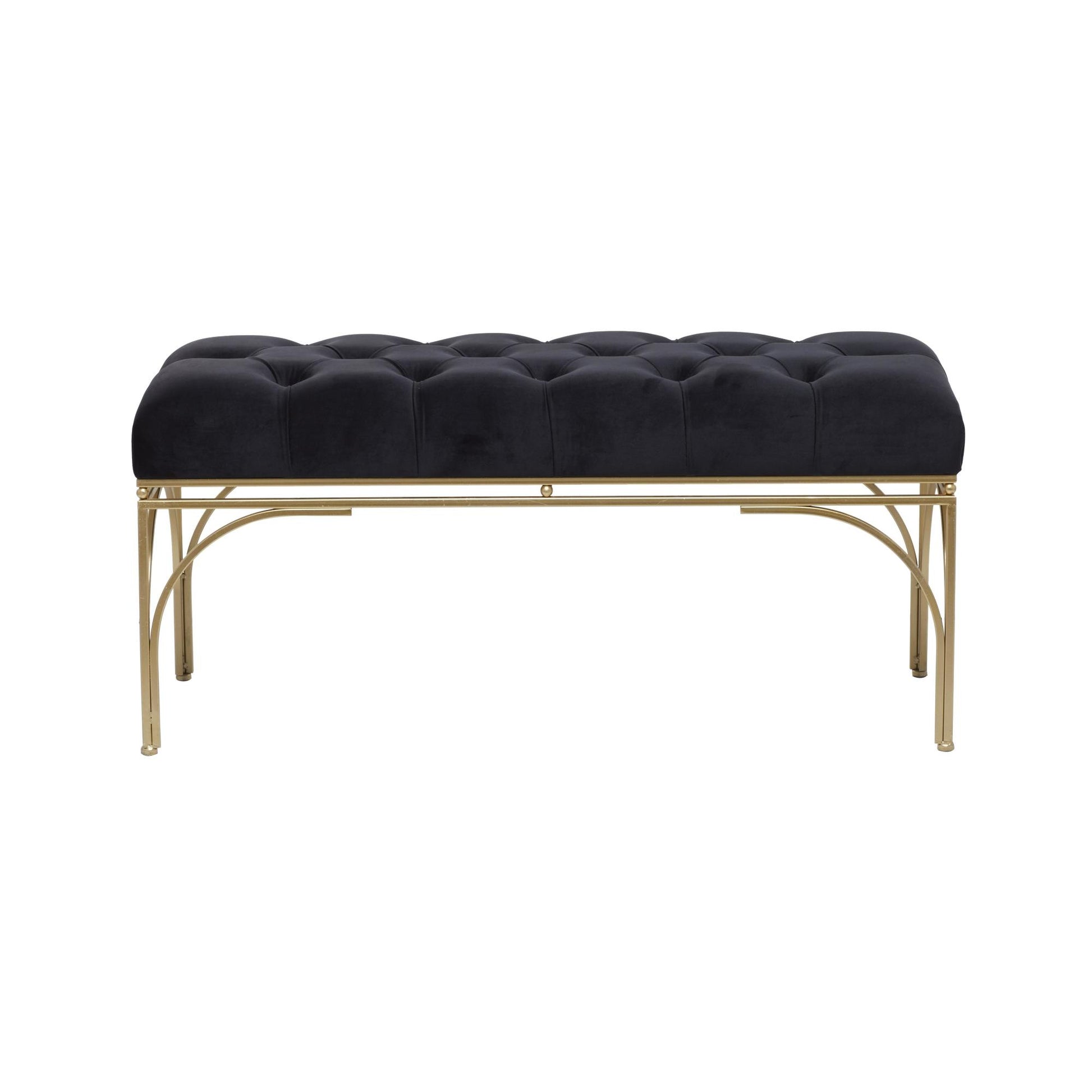 Velvet Home Bench with Gold Legs