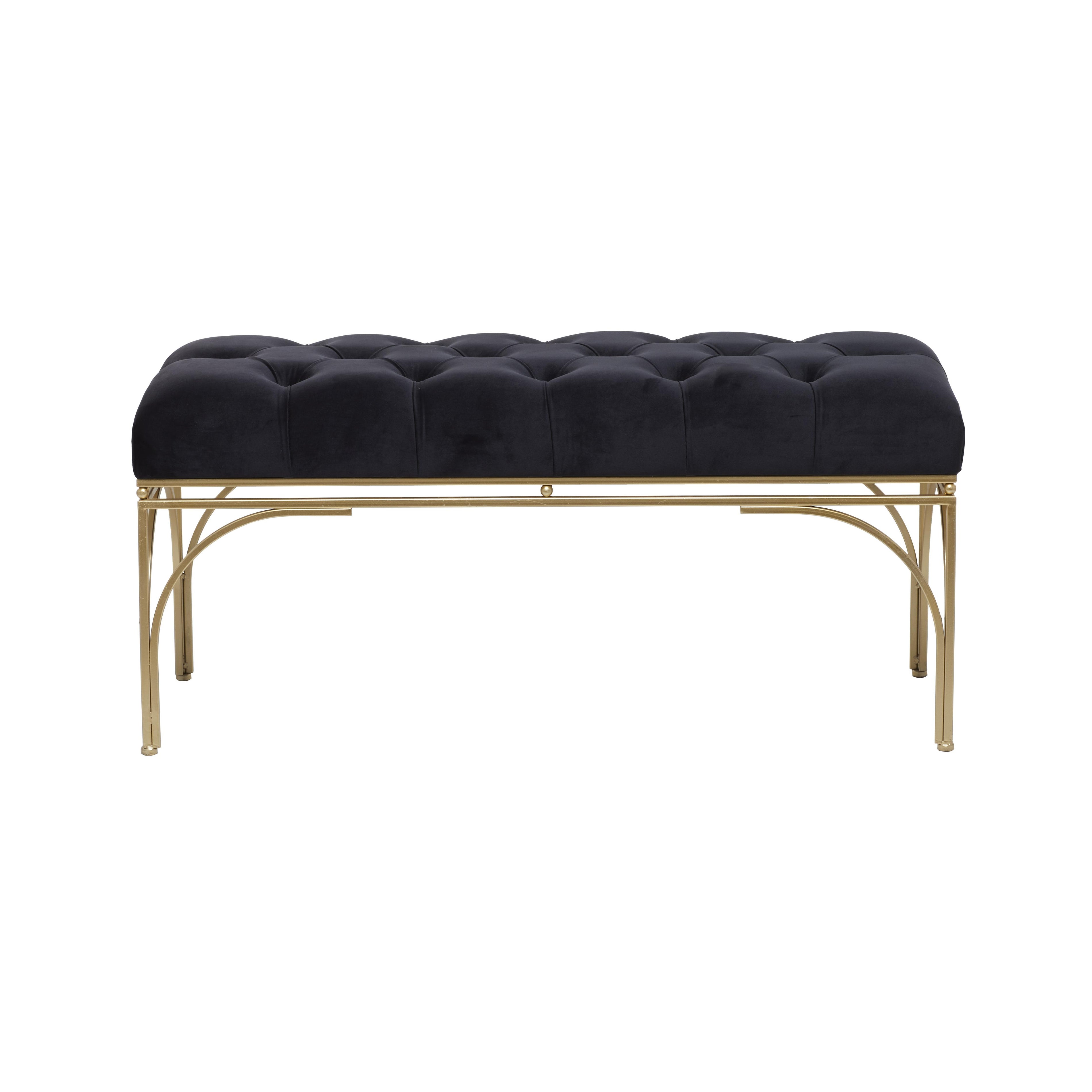 Velvet Home Bench with Gold Legs