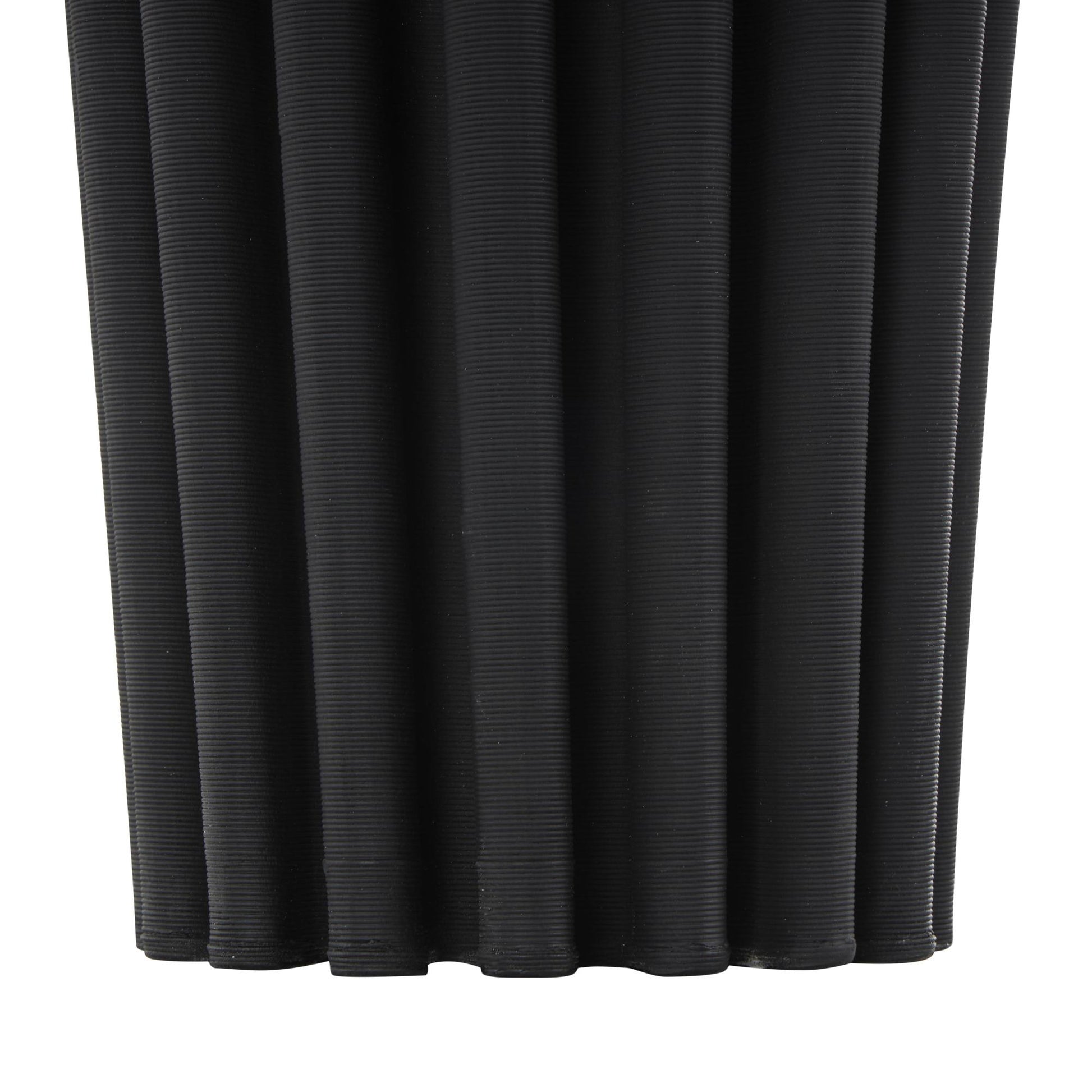 Abstract Black Ceramic Dimensional Ribbed Decorative Vase with Cylindrical Ridges