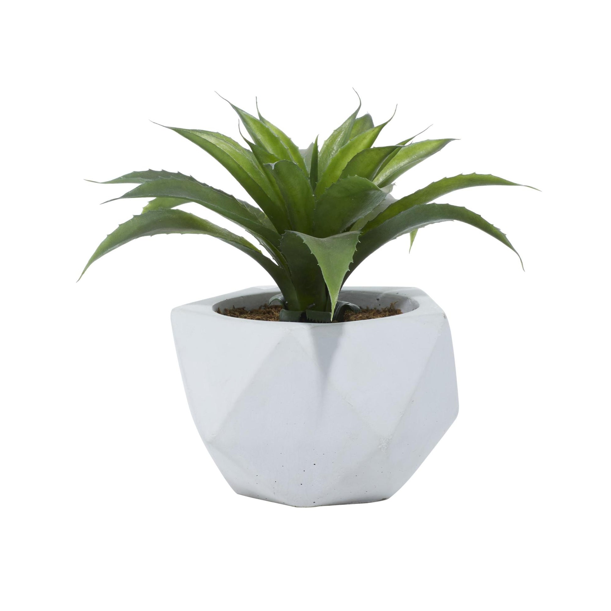 Agave Green Faux Foliage Indoor Outdoor Artificial Plant with Realistic Leaves and White Ceramic Pot