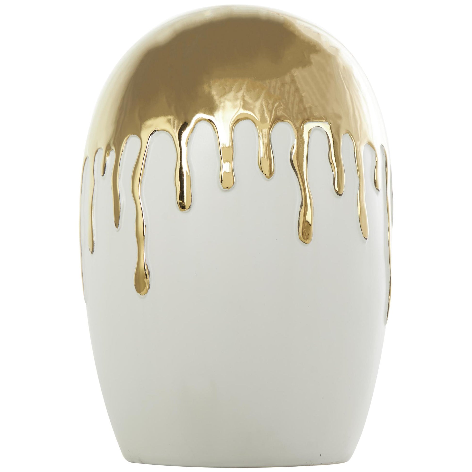 CosmoLiving by Cosmopolitan Abstract Ceramic Decorative Vase with Abstract Gold Melting Drips