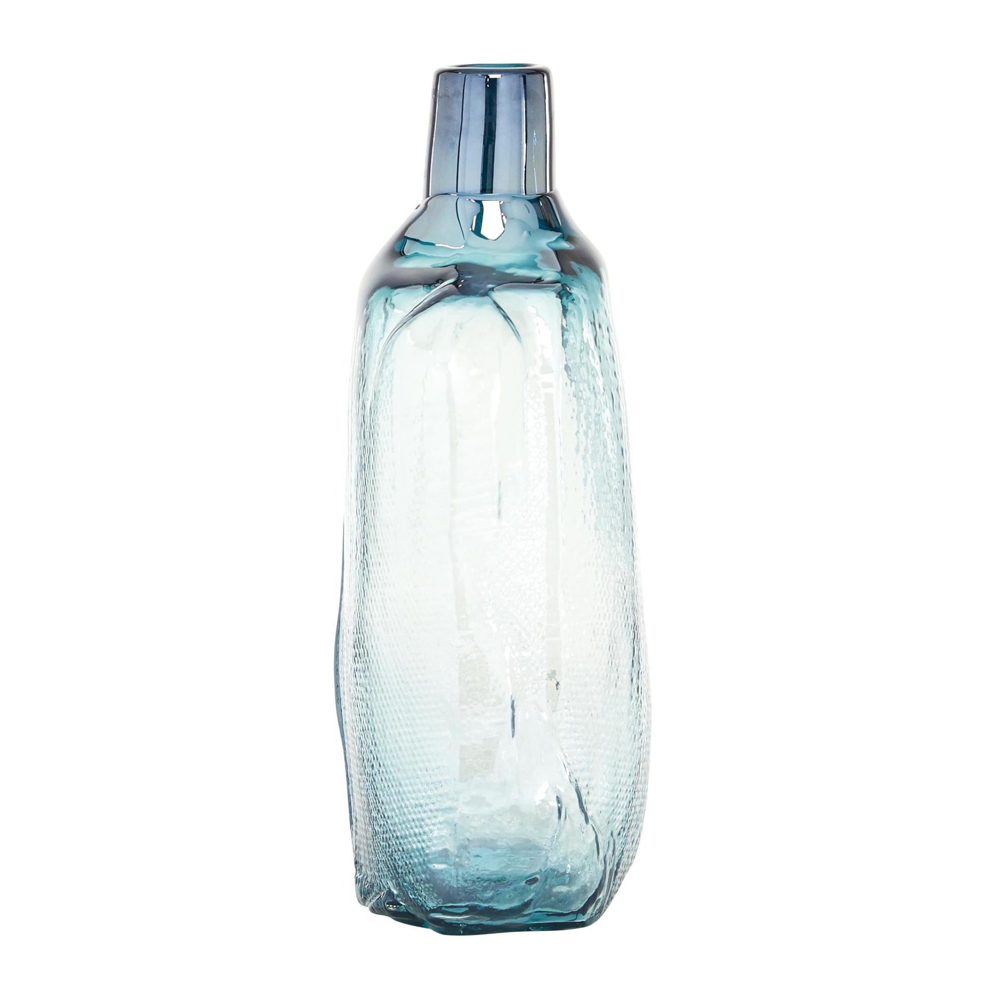 Abstract Blue Glass Handmade Blown Decorative Vase
