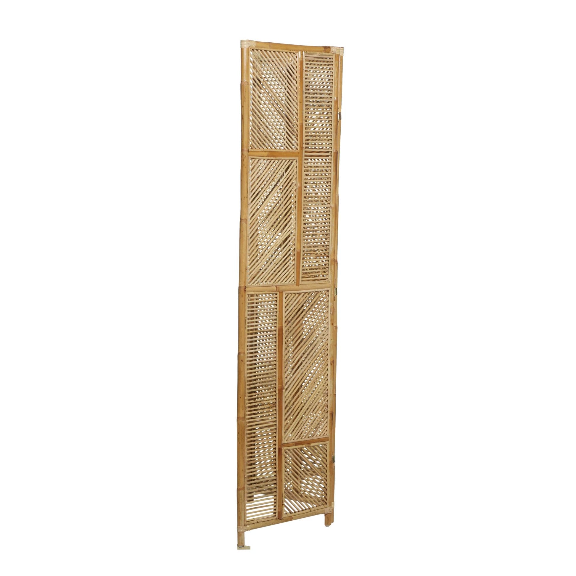 Geometric Brown Wood Hinged Foldable Partition 3 Panel Partition Room Divider Screen