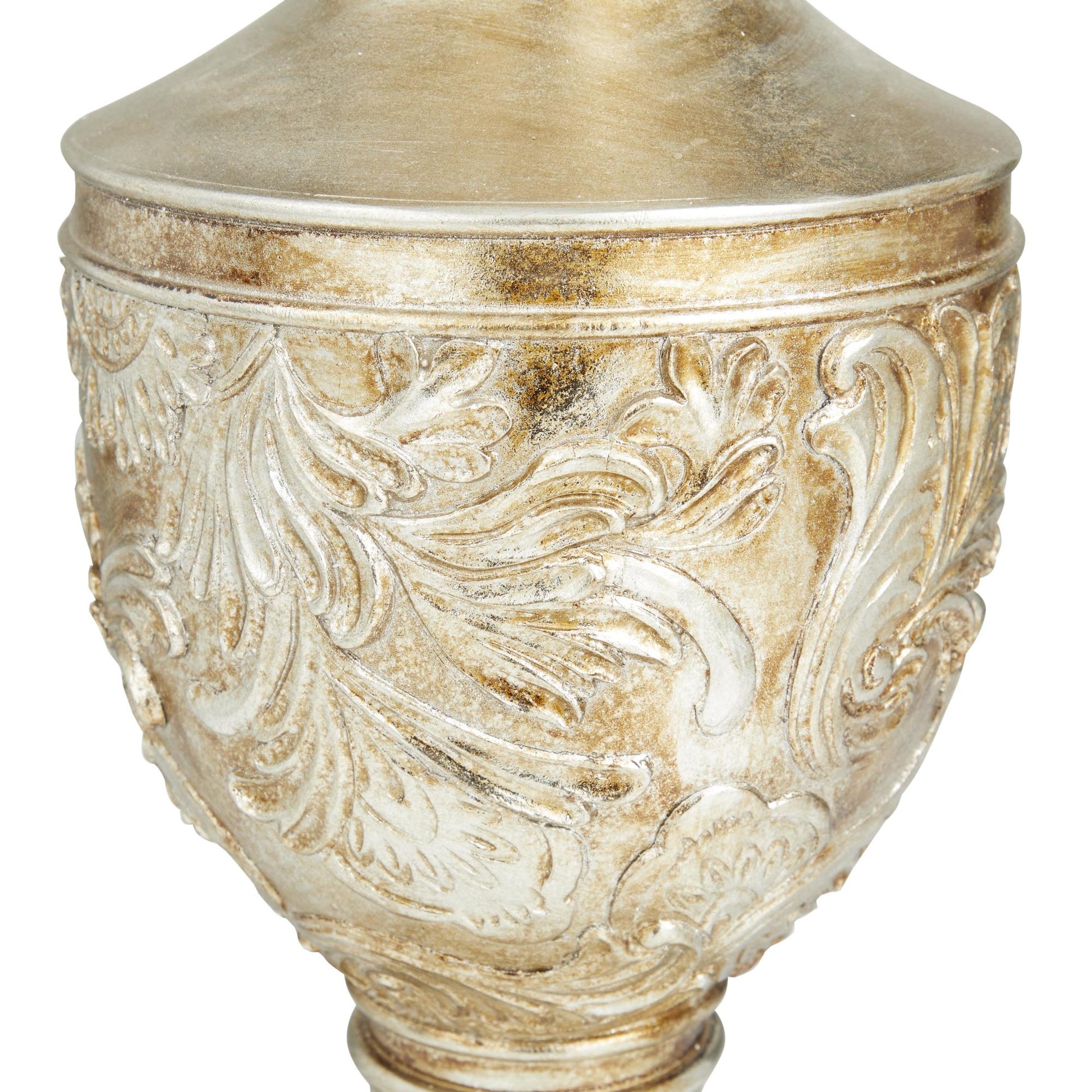 Fleur De Lis Gold Polystone Carved Decorative Vase