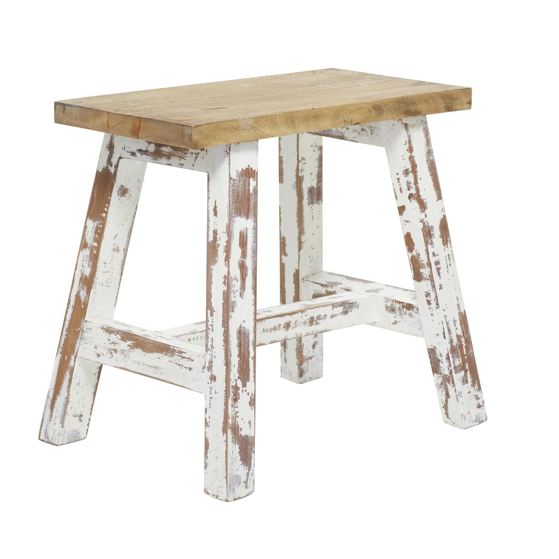 Wood Living Room Stool with Brown Wood Top 20" x 14" x 18"