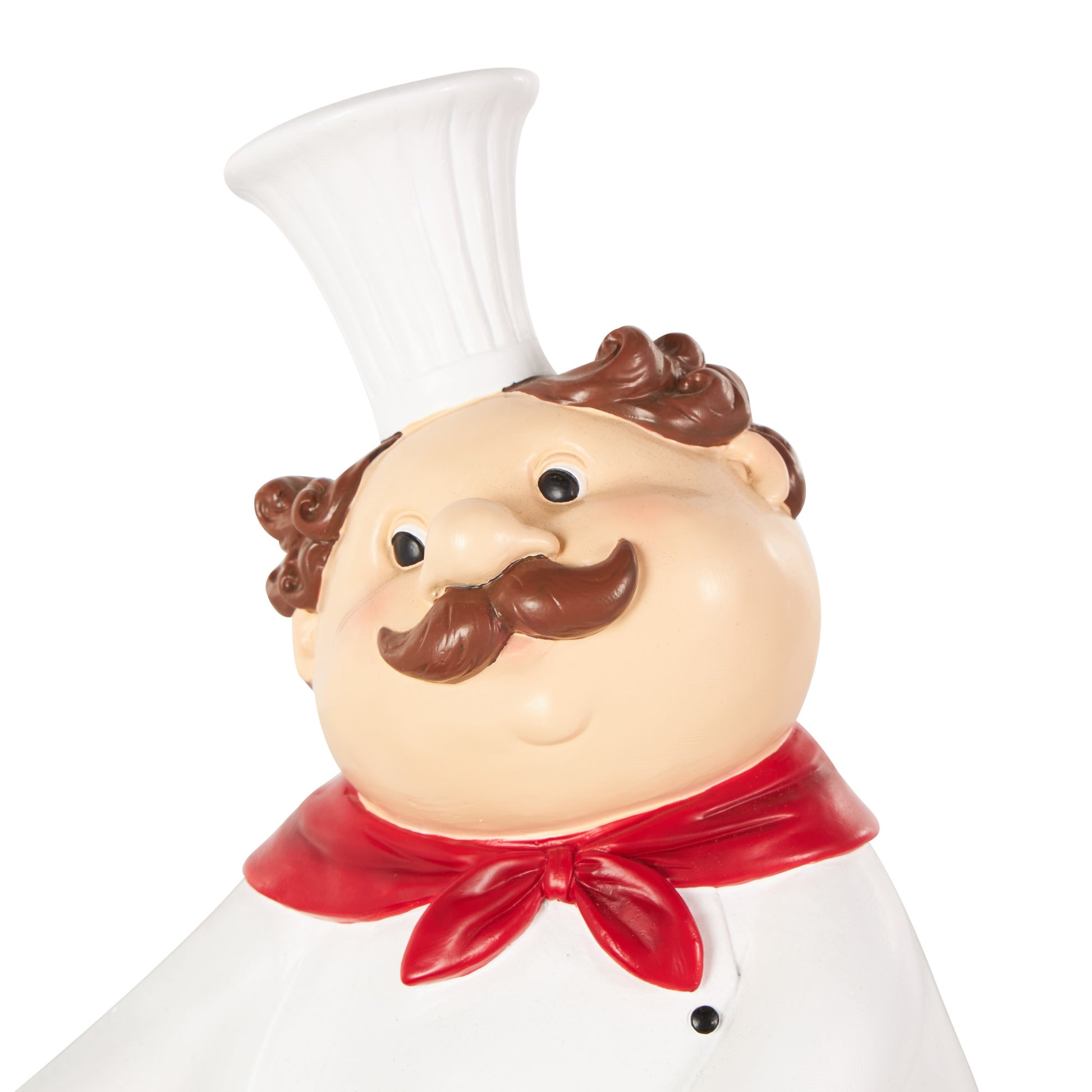 Chef White Polystone Kitchen Decorative Figurine Decorative Sculpture with Black Tray
