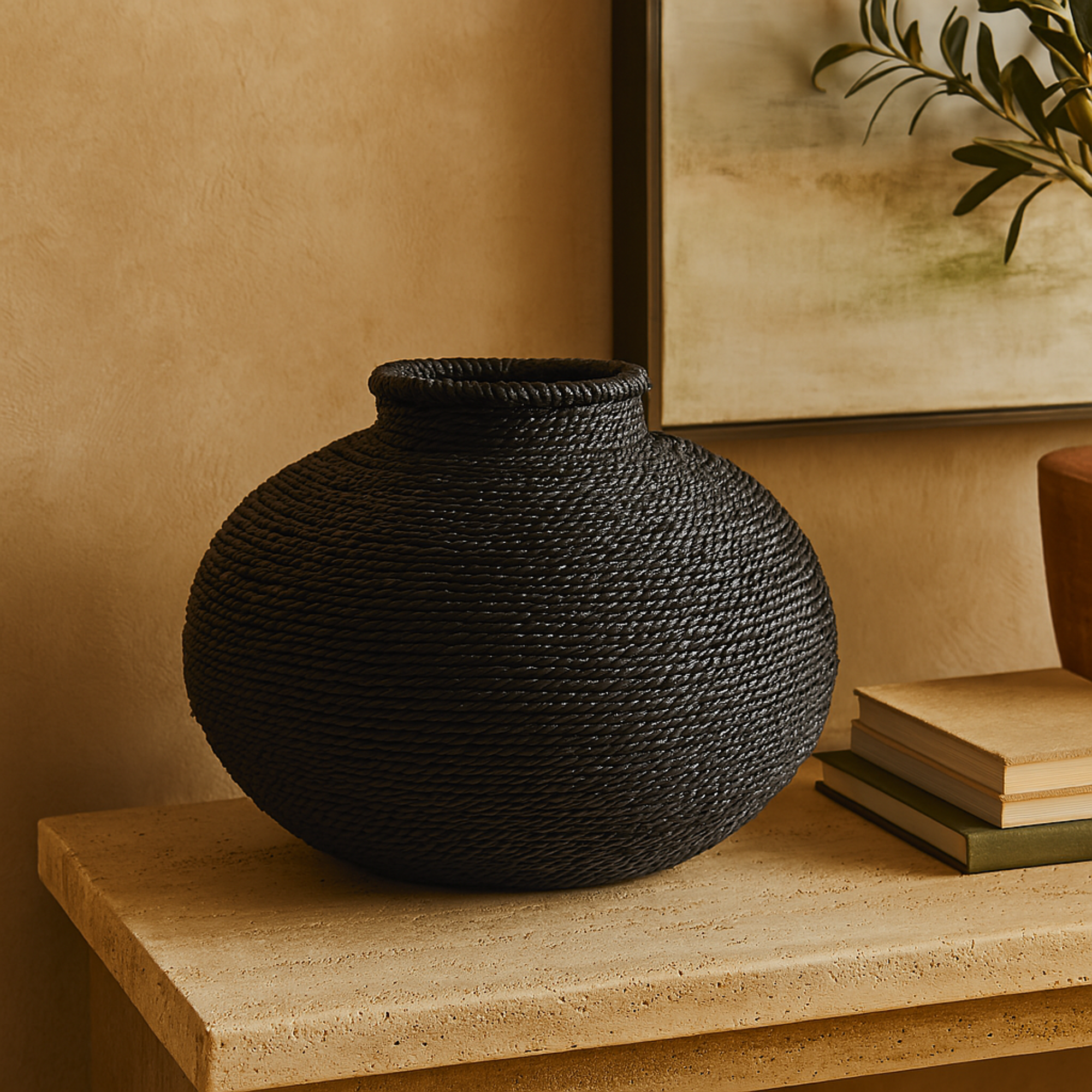 Black Metal Handmade Wrapped Pot Decorative Vase
