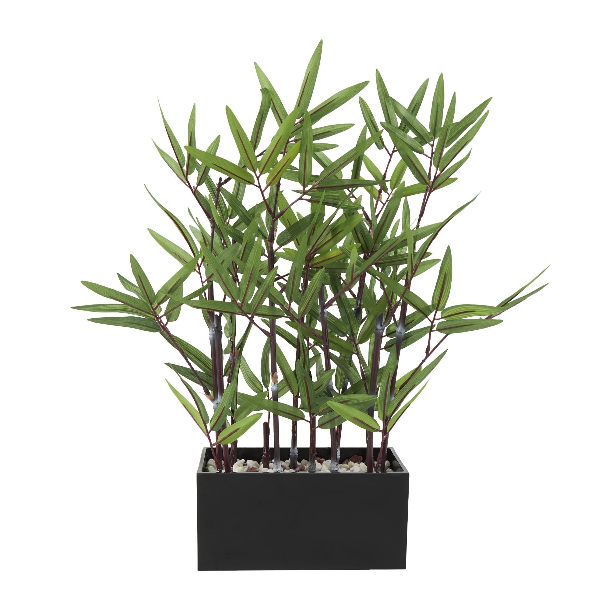 Bamboo Green Faux Foliage Indoor Outdoor Artificial Plant with Black Melamine Pot