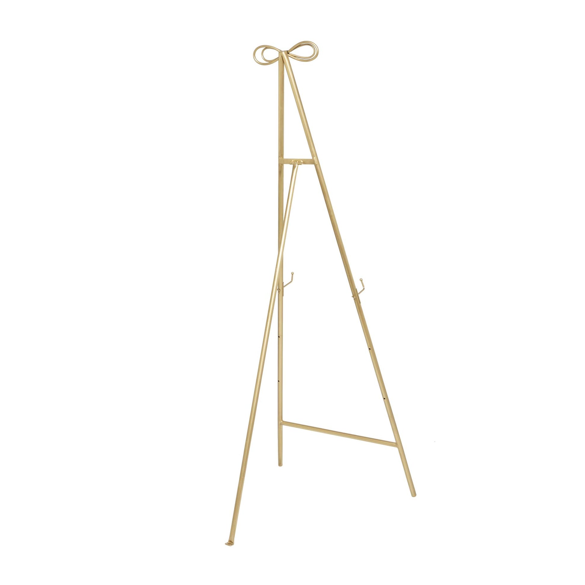 Gold Metal Tall Adjustable Floor 3 Tier Display Easel with Bow Top