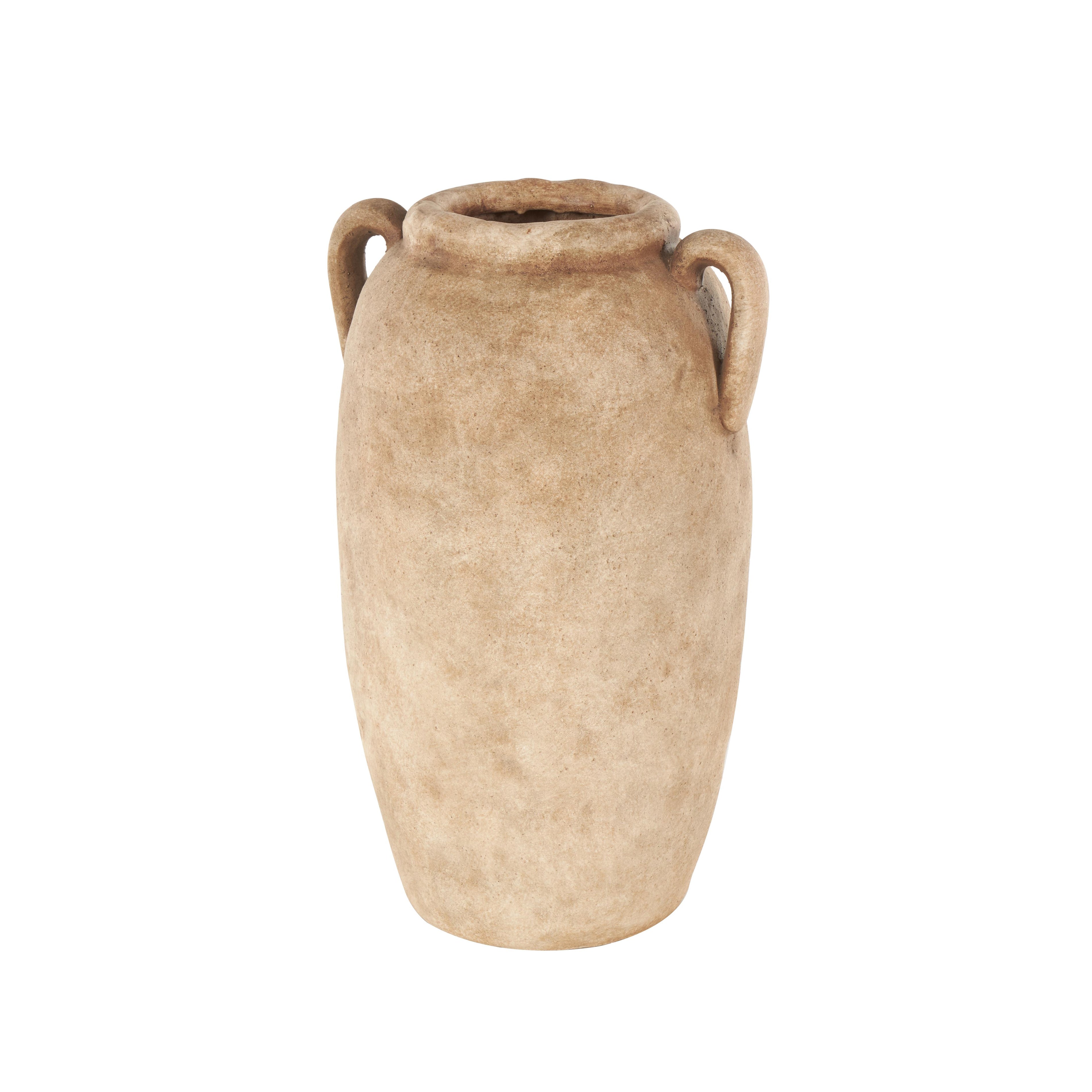 Ceramic Antique Style Textured Decorative Vase with Handles