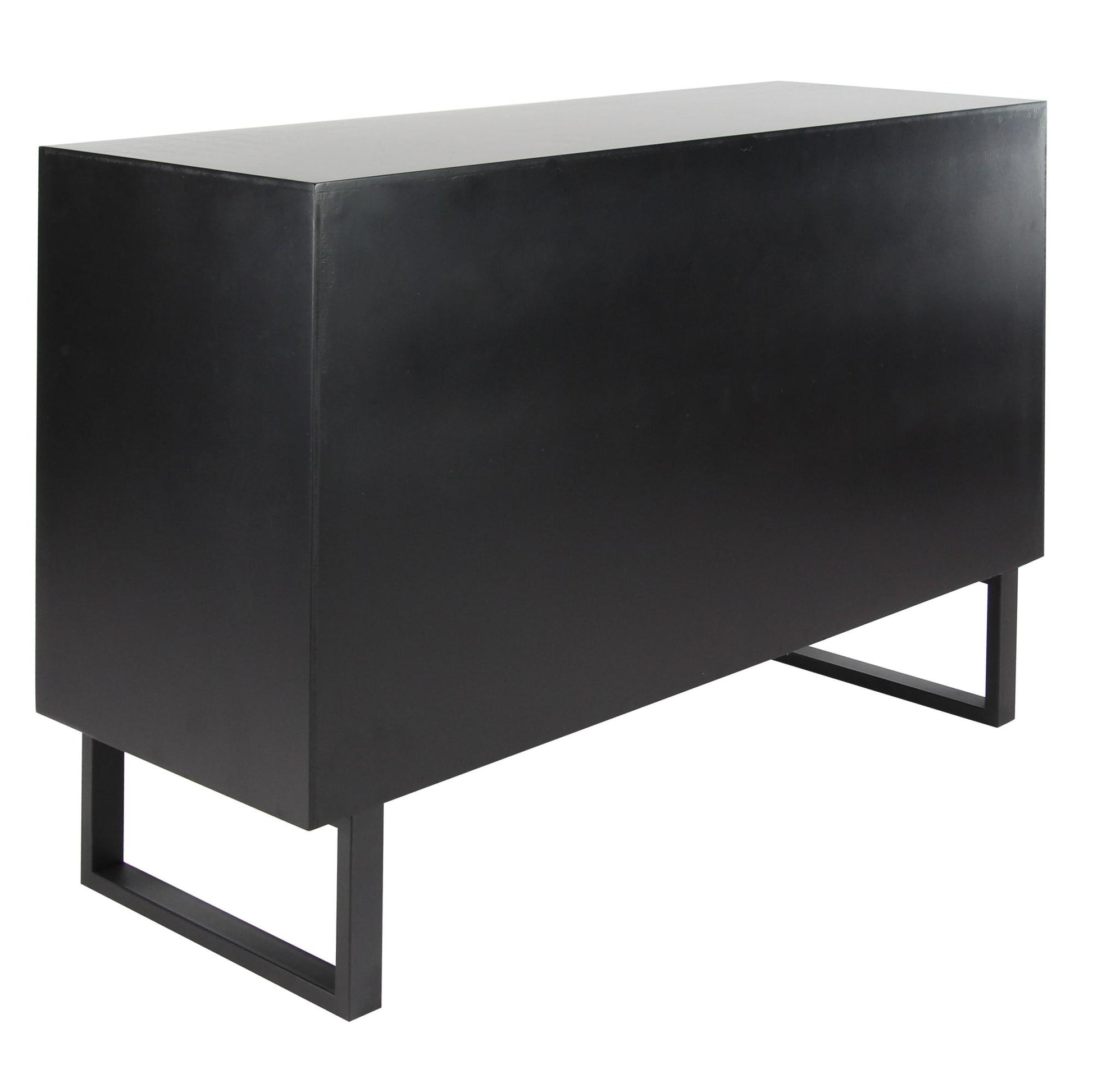 Geometric Black Wood 2 Door Room Cabinet with Wood Inlay