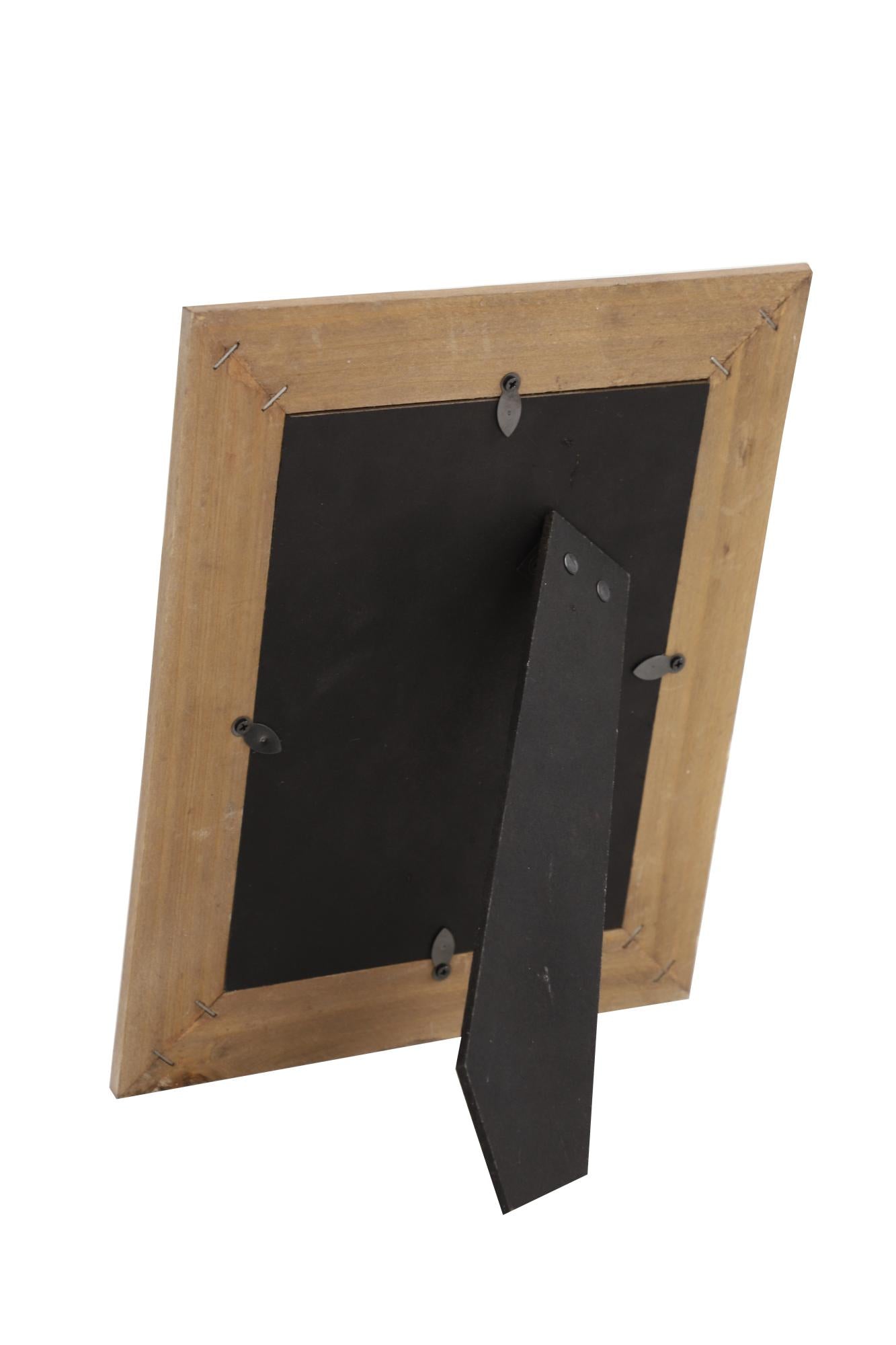 Light Brown Wood Beaded 1 Slot Ornate Photo Frame