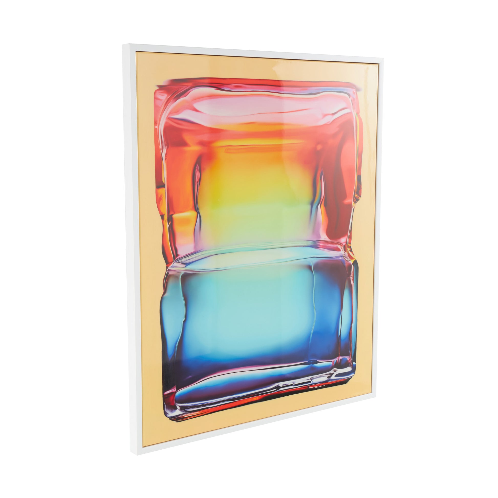 Abstract Multi Colored Canvas Cube Living Room Framed Wall Art with White Frame