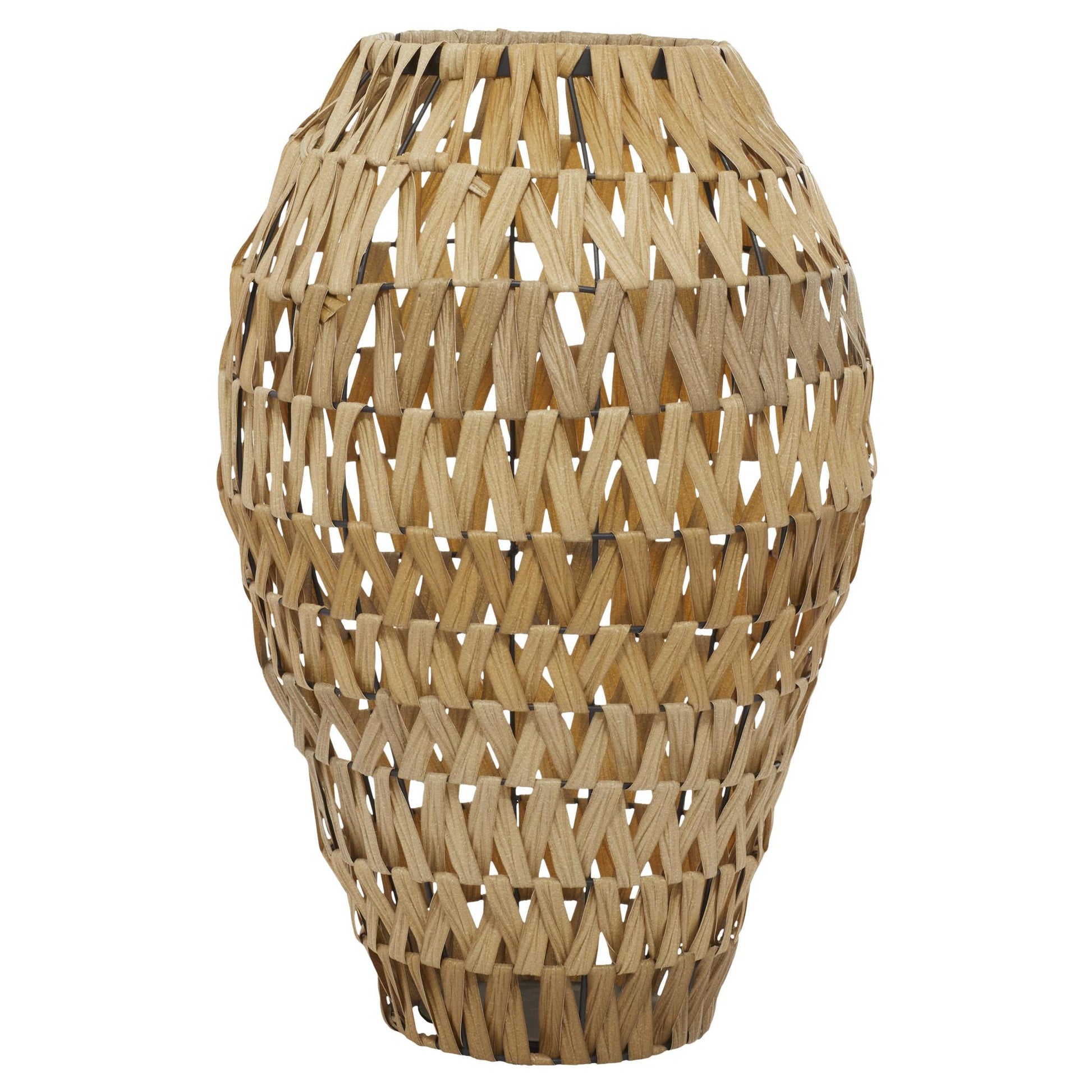 Brown Plastic Rattan Handmade Woven Decorative Vase